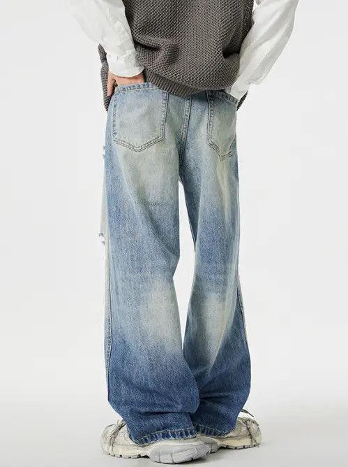 Japanese Brand American street light blue distressed vintage ripped jeans Size US 32 / EU 48 - 8 Thumbnail
