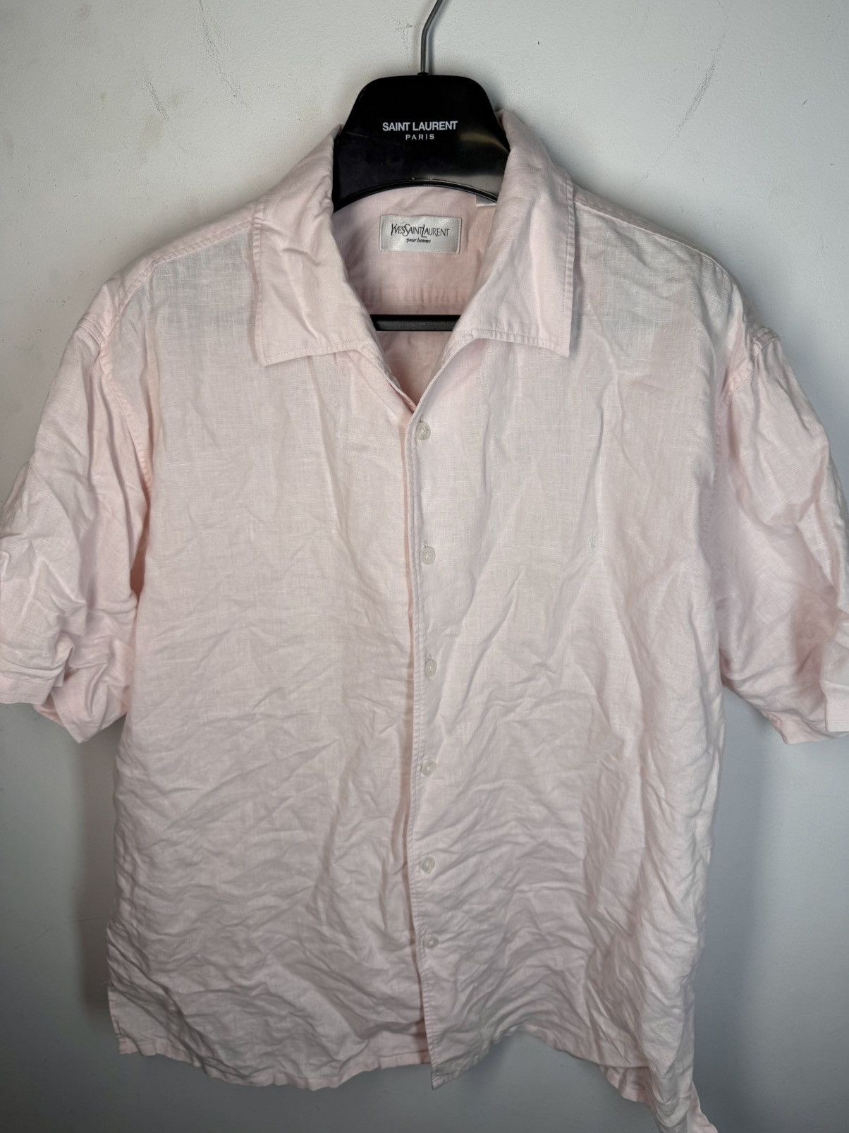 Yves Saint Laurent Linen YSL Shirt Short Sleeve Button Up Collar Vintage y2k Size US XL / EU 56 / 4 - 10 Thumbnail
