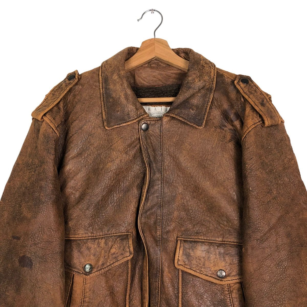 Genuine Leather 🔥Vtg Bomber Leather Jacket Fly Military Mother Harajuku Size US M / EU 48-50 / 2 - 3 Thumbnail