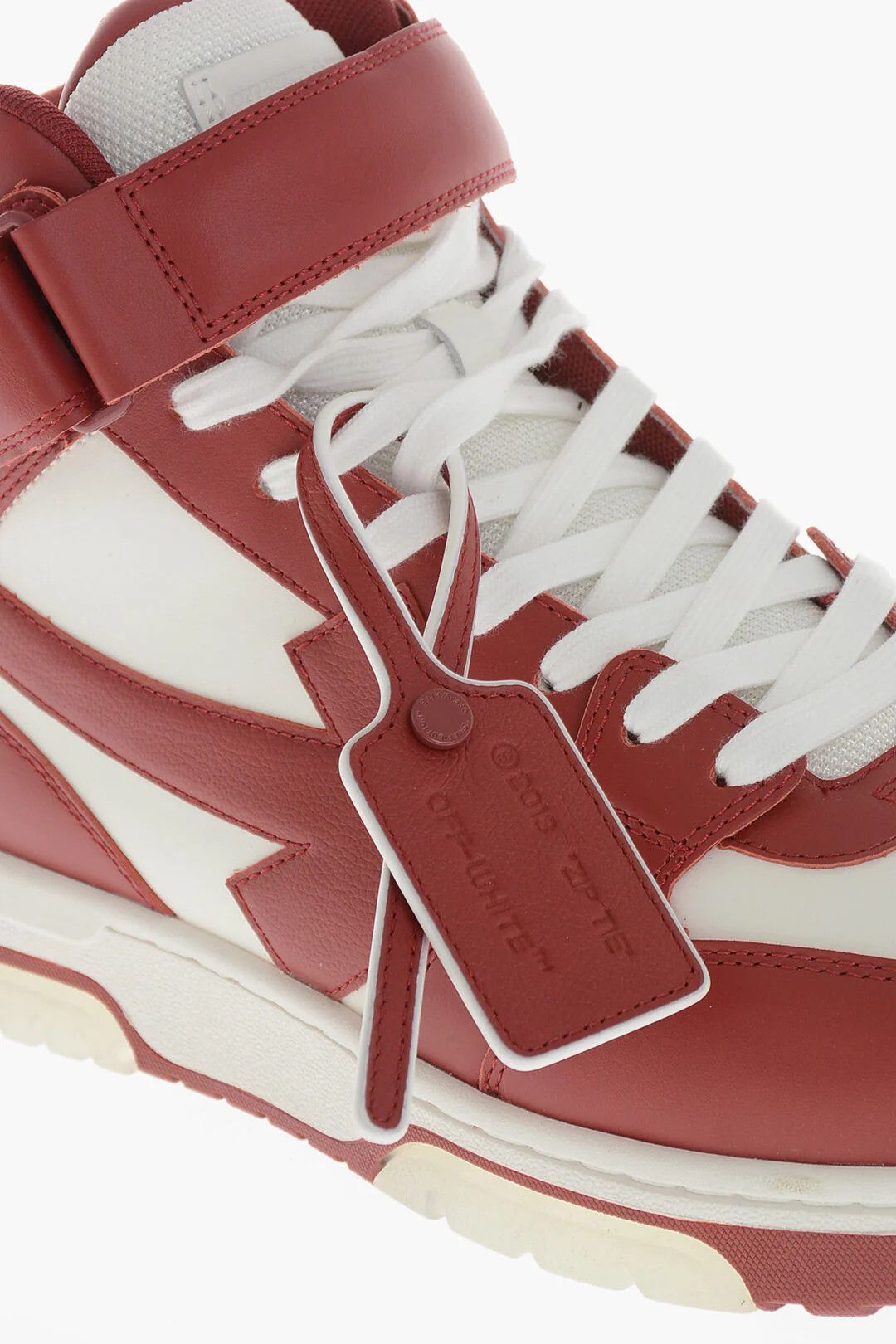 Off-White og1mm0426 Two-Tone Leather Hi-Top Sneakers in White & Red Size US 11 / EU 44 - 4 Thumbnail