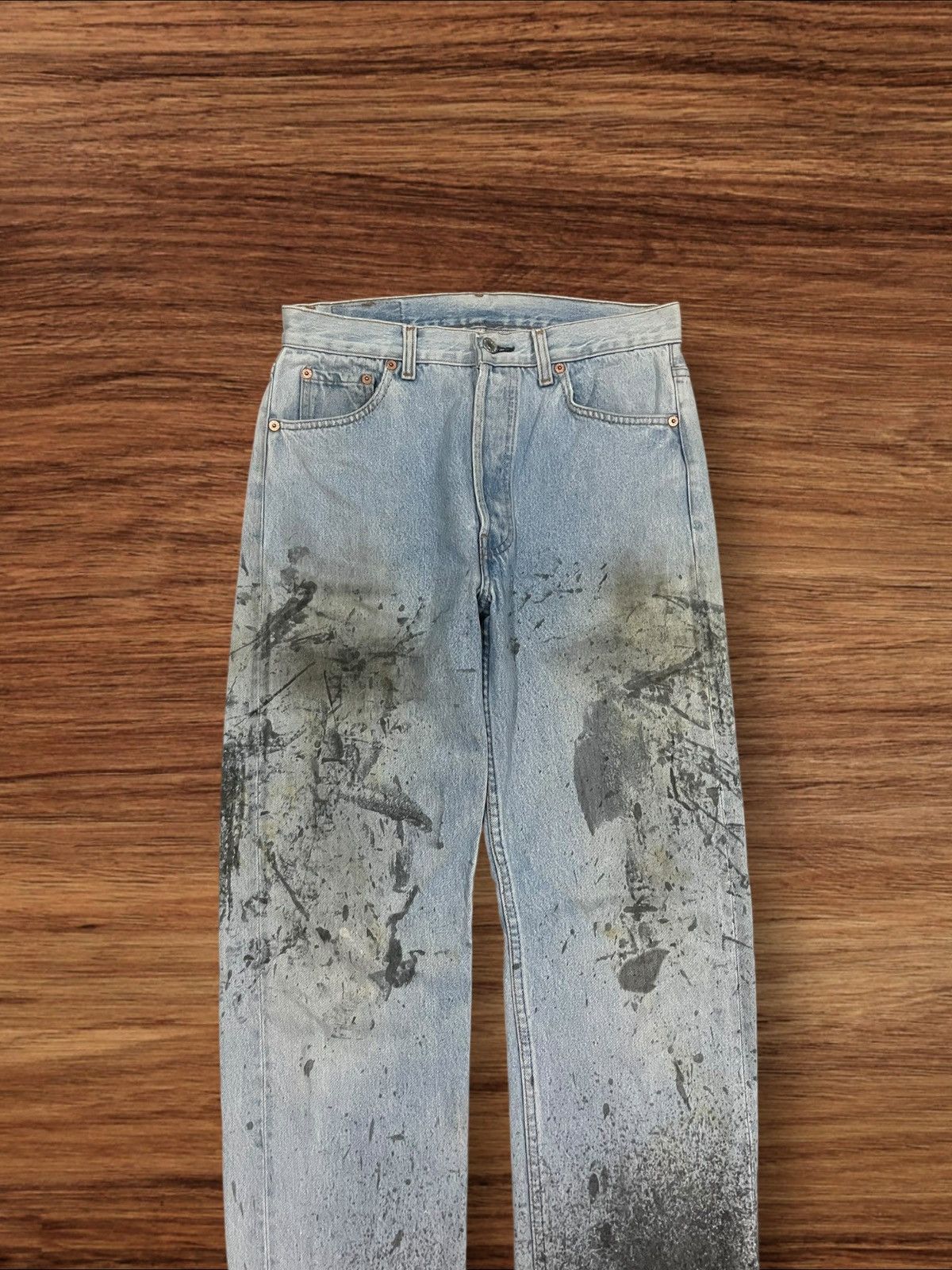 Levi's × Levi's Vintage Clothing Vintage 90s Levi’s 501 Paint Splat Washed Button Fly Jeans Size US 31 - 3 Thumbnail