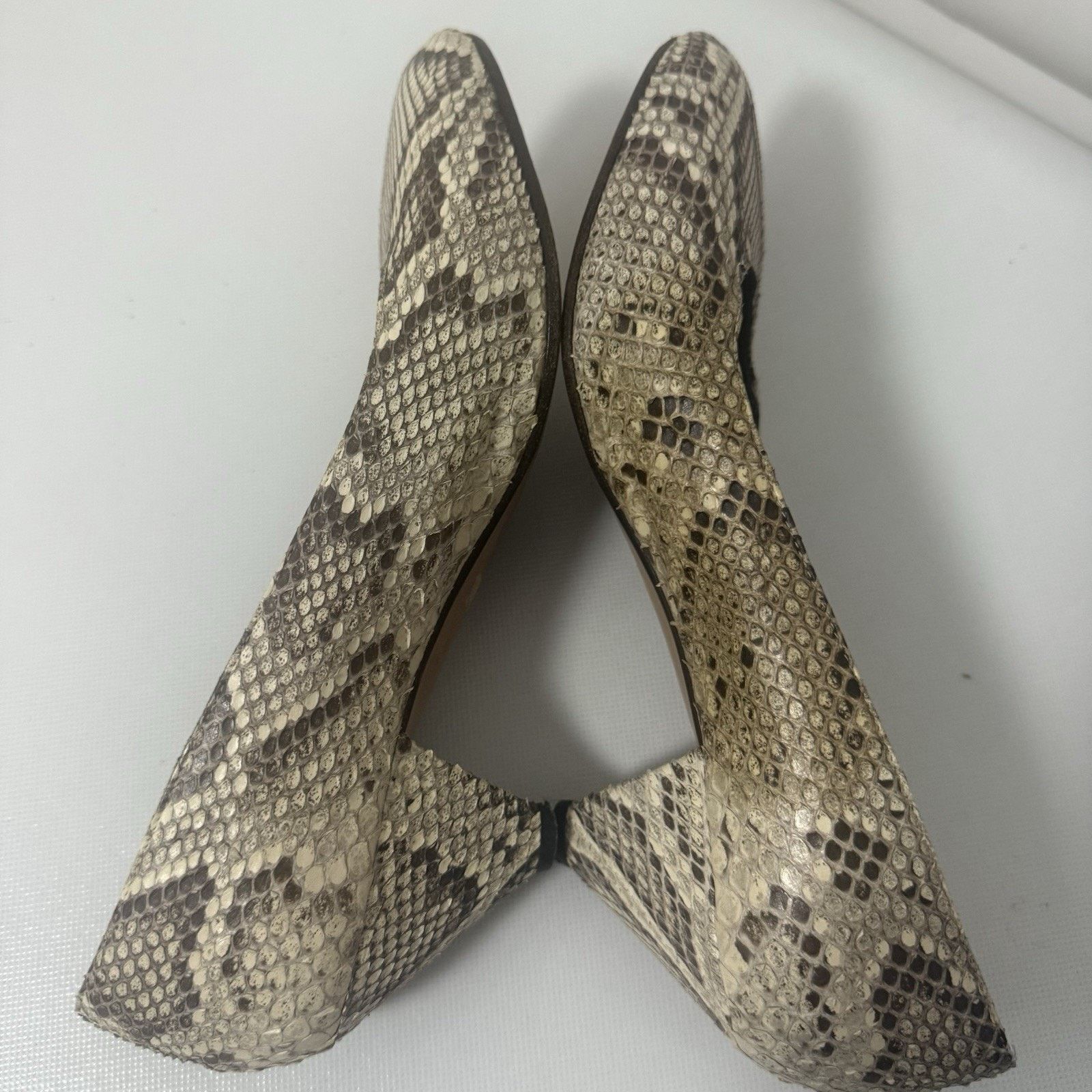 Other Gianmarco Lorenzi Python Leather Heels Italy Beige Black Size US 8.5 / IT 38.5 - 4 Thumbnail