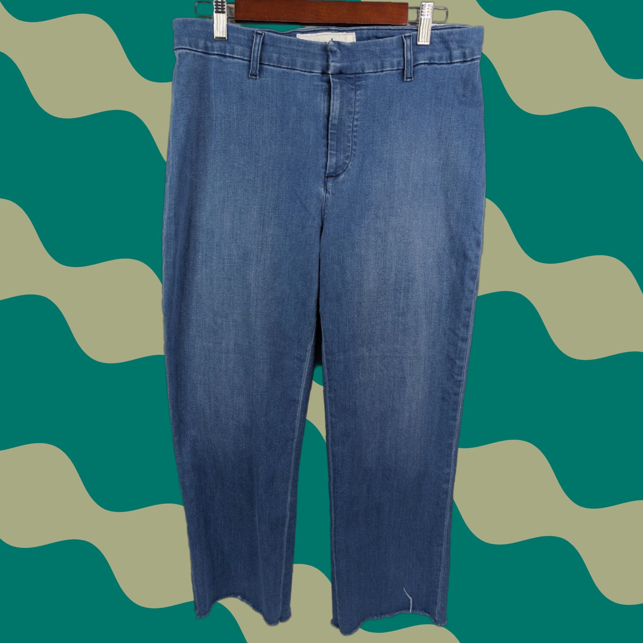 Frank & Eileen Frank & Eileen Kinsale 1977 Wash Denim Raw Hem Pants Size 12 Women Blue Straight Size 34" / US 12 / IT 48 - 1 Thumbnail