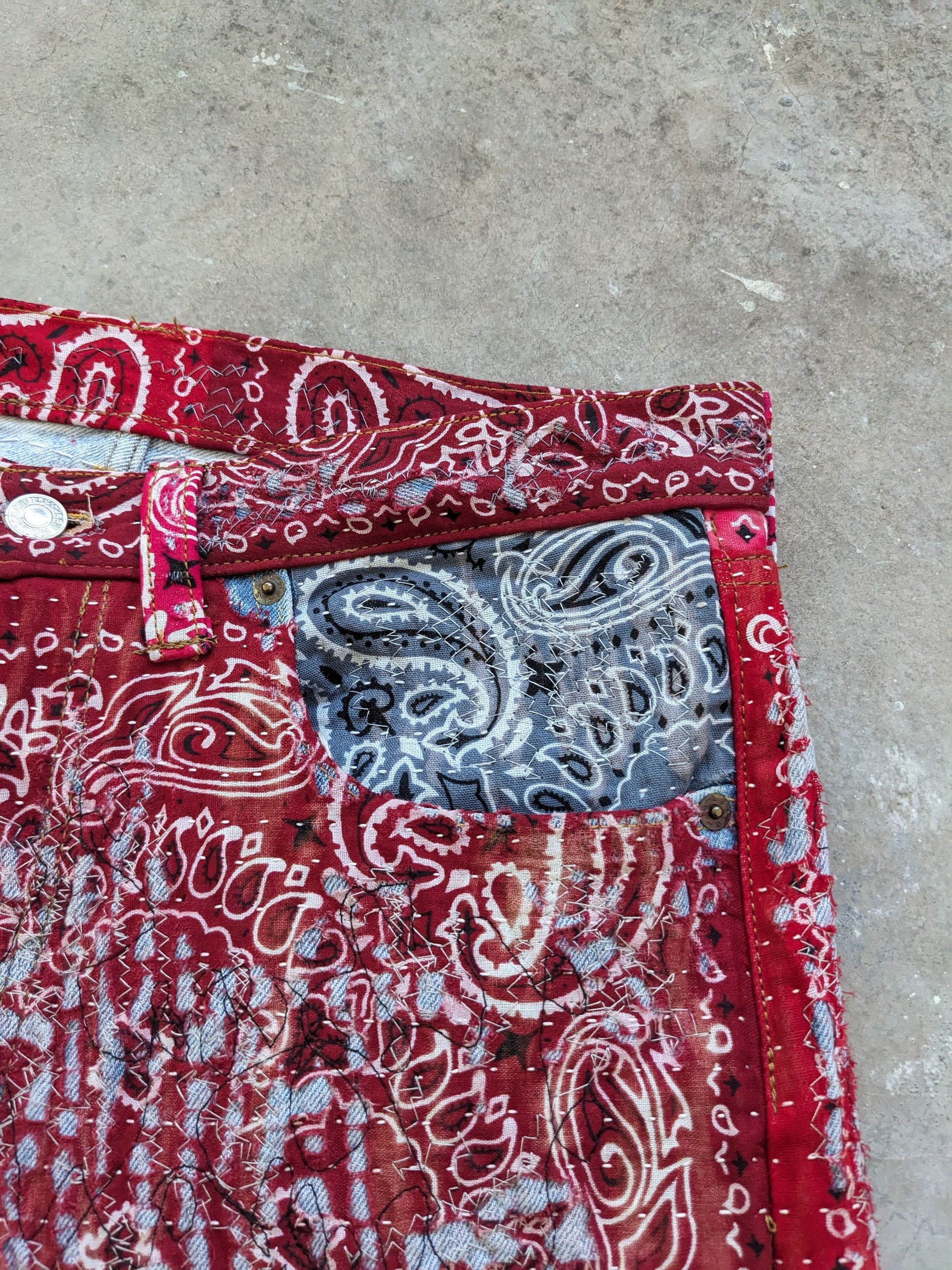 Japanese Brand × Levi's × Vintage Vintage Levis 501 Bandana Boro Inspired Proleta Re Art Size US 30 / EU 46 - 8 Thumbnail