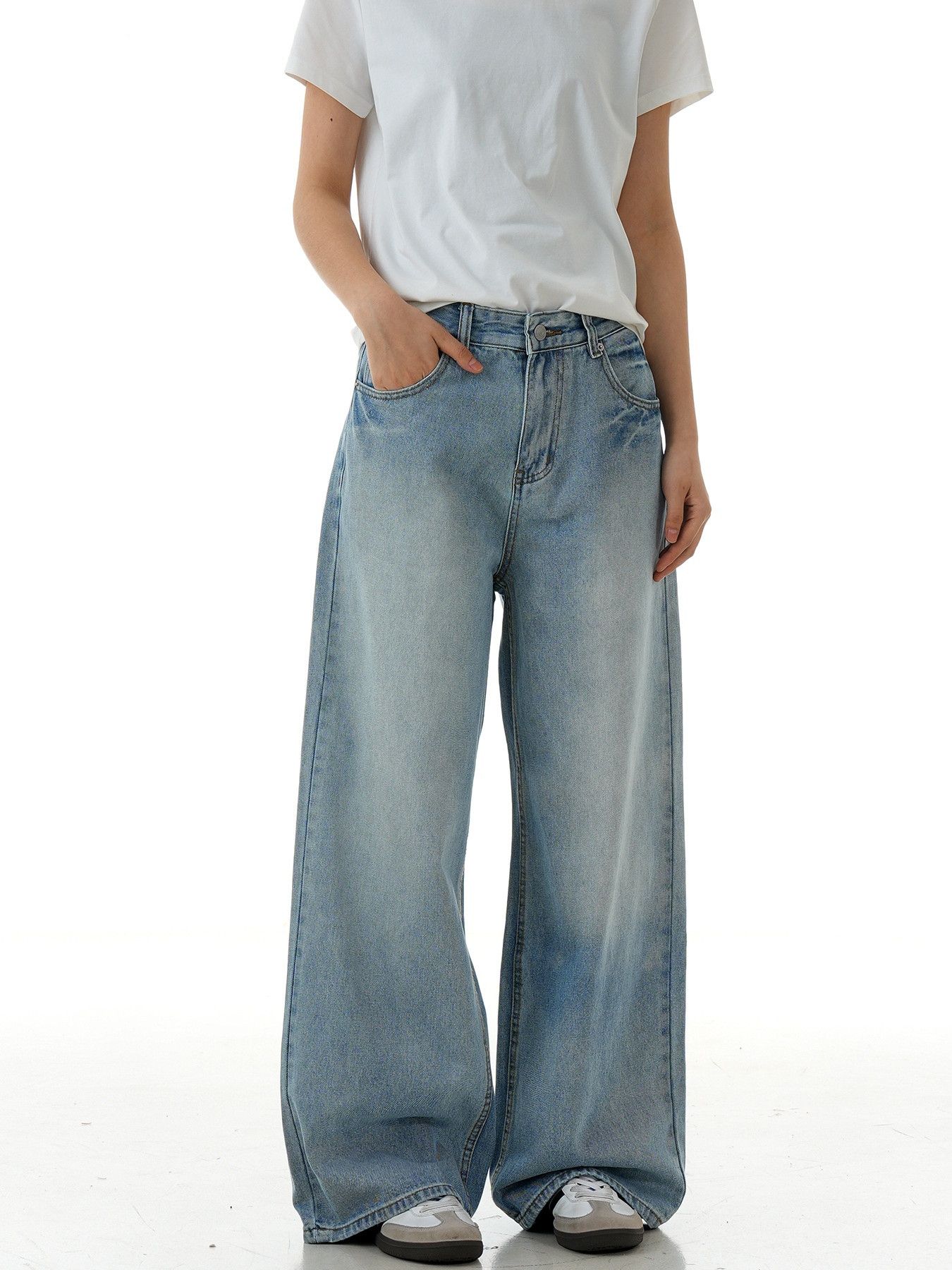 Jean American-Style Washed Distressed Straight-Leg Jeans Size US 32 / EU 48 - 3 Thumbnail