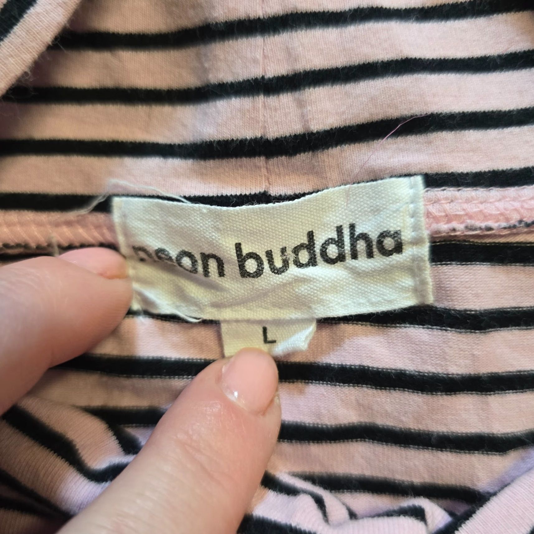 Pinko Neon Buddha Top Womens Size Large Pink Striped Tunic Cowl Neck Pockets Lagenlook Size L / US 10 / IT 46 - 4 Thumbnail