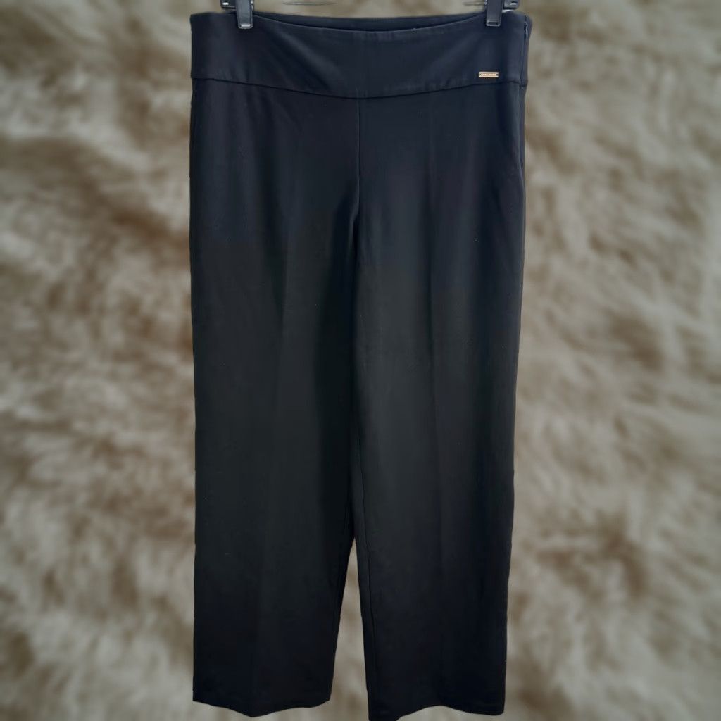 Vintage T Tahari Women Pants Dress Pants Black Nylon Rayon Hi Rise W33 Straight Relaxed Stretch 33in Inseam 33 Womens Size 24" / US 00 / IT 34 - 1 Thumbnail
