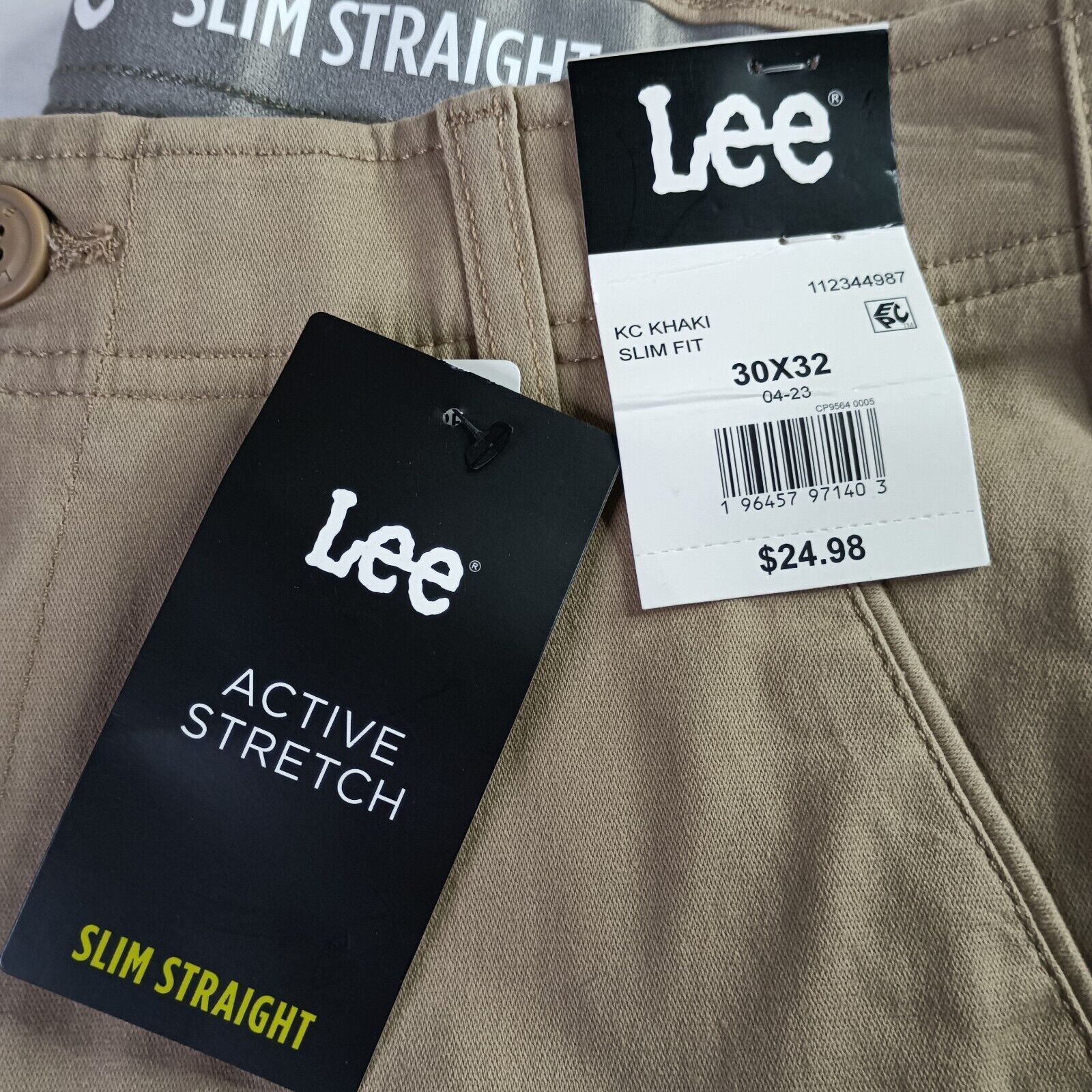 Lee Lee Chino Motion Flex Waistband Pants Men's 30x32 Khaki Slim Size US 30 / EU 46 - 2 Thumbnail