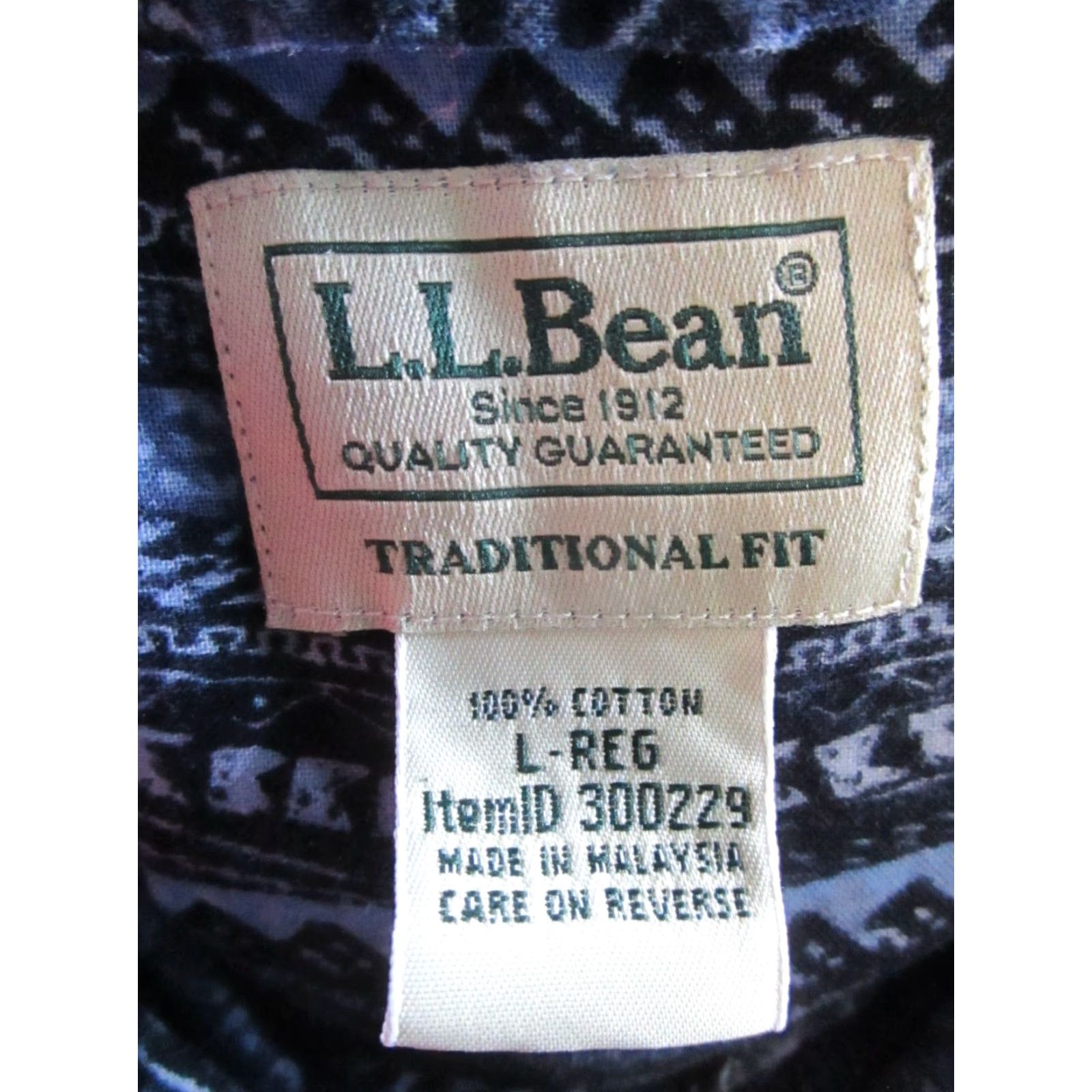 Vintage L.L.Bean Shirt Mens Large Blue Cotton Button Up Camp Collar Loop Size US L / EU 52-54 / 3 - 3 Thumbnail