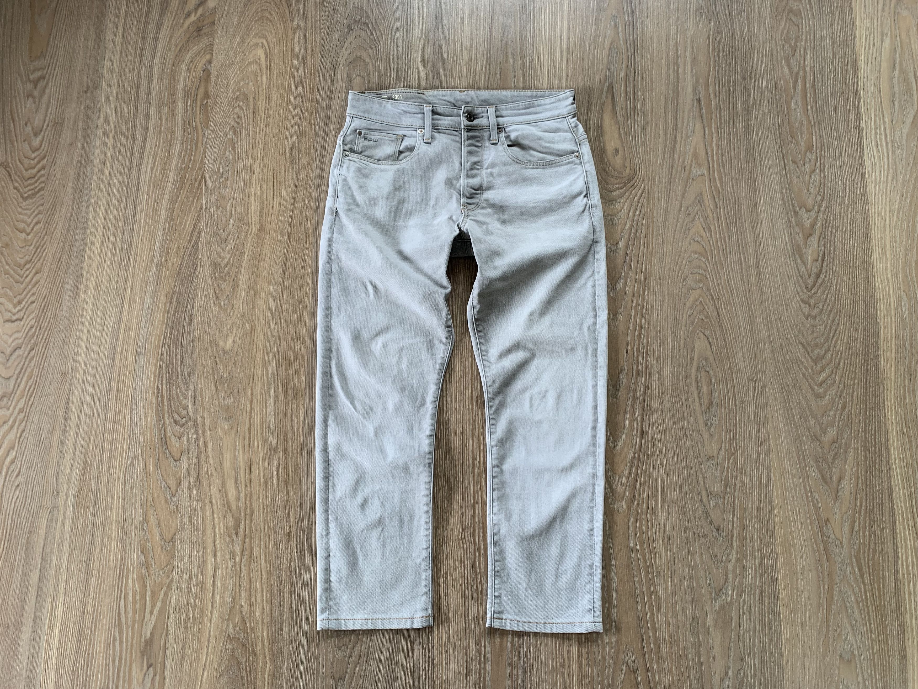 Denime × G-Star G-Star Raw 3301 Tapered Grey Jeans Size US 30 / EU 46 - 2 Thumbnail