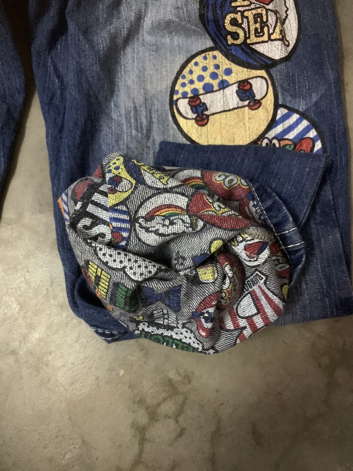 Art Comes First Blue Moon Blue Art Denim Jeans Size US 31 - 12 Thumbnail
