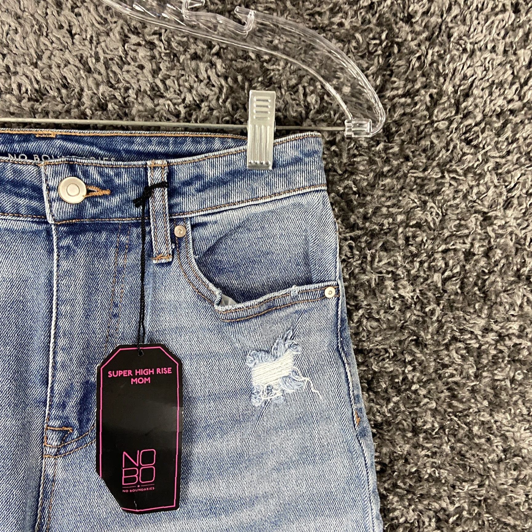 Vintage No Boundaries Jeans Women’s 5 Blue Mom Super High Rise NEW Size ONE SIZE - 4 Thumbnail