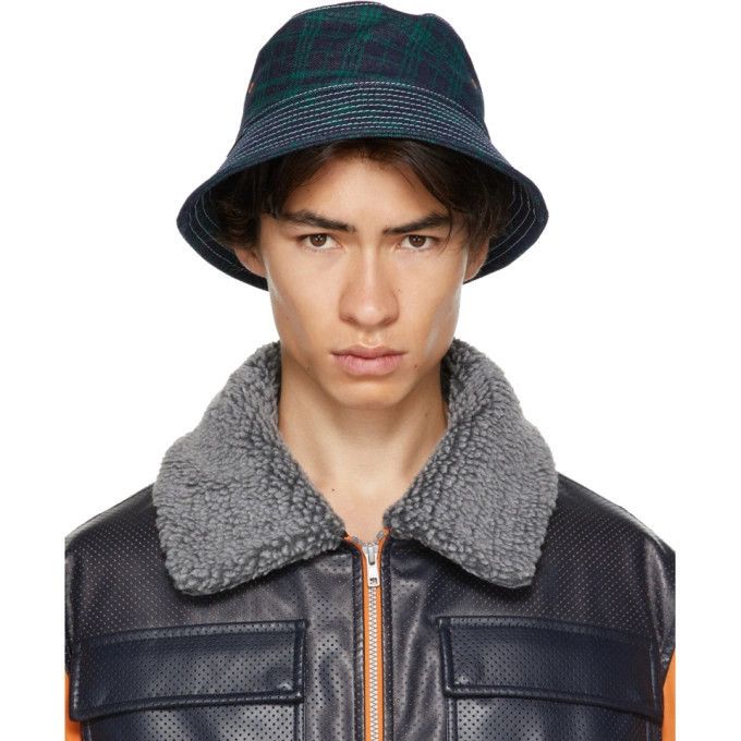 PACCBET Rassvet Navy and Green Check Contrast Stitch Bucket Hat Size ONE SIZE - 9 Thumbnail