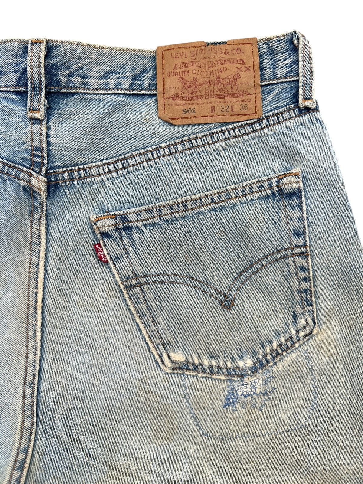 Levi's Vintage 90s Levis 501 Distressed Mudwash Denim Jeans 32x30 Size US 32 / EU 48 - 8 Thumbnail