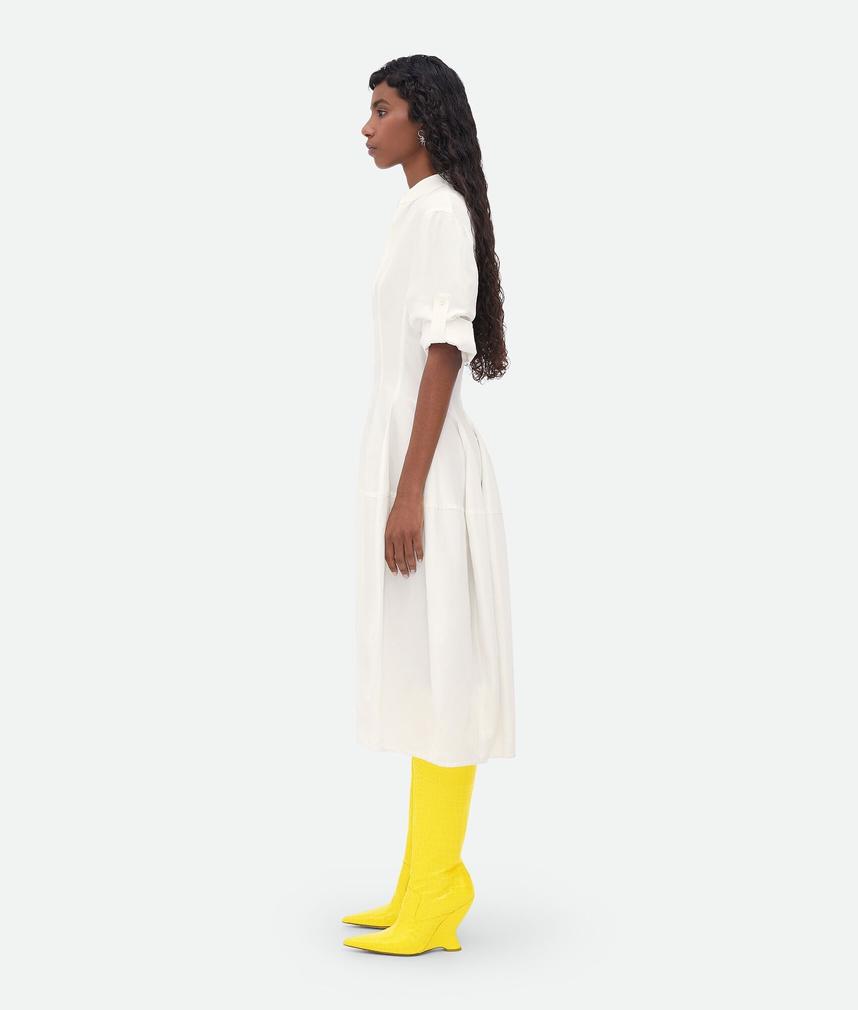 Bottega Veneta o1bcso1str0225 Viscose And Linen Dress in Chalk Size M / US 6-8 / IT 42-44 - 2 Thumbnail