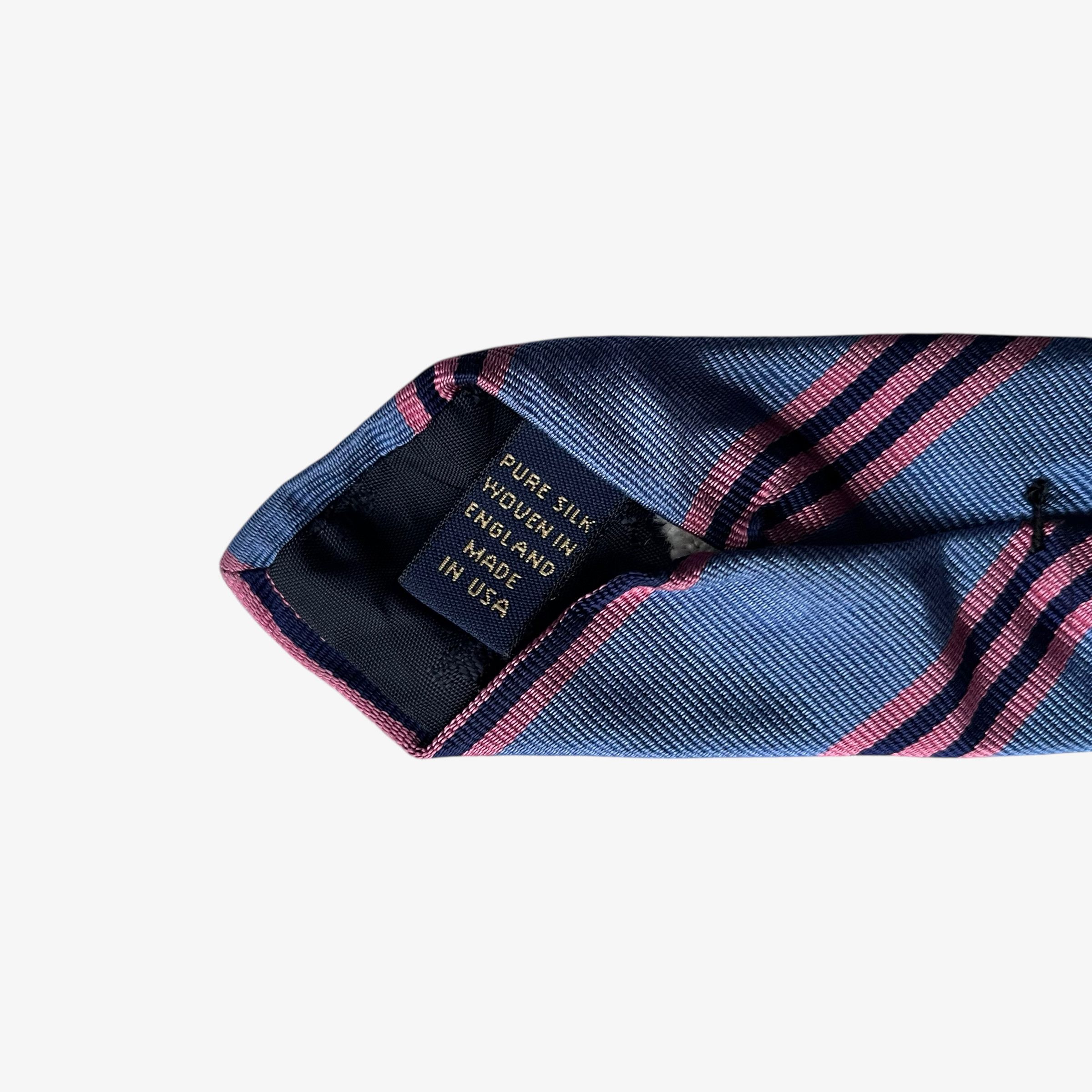 Brooks Brothers Vintage 90s Brooks Brothers Blue & Pink Striped Silk Tie Size ONE SIZE - 3 Thumbnail