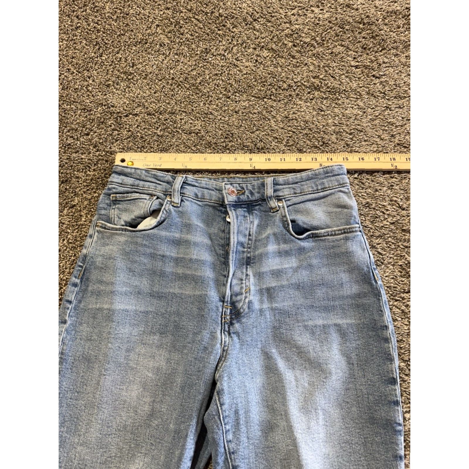 Denime &Denim Women's Jeans 8 Blue Distressed High Rise Ankle 28" Cotton Denim Flex Womens Distressed Jeans Size 30" / US 8 / IT 44 - 6 Thumbnail