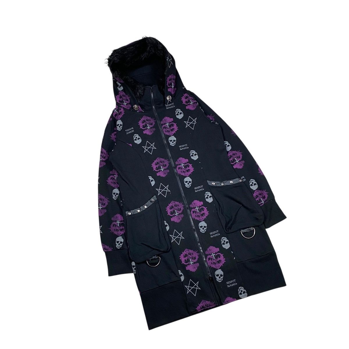 If Six Was Nine × Japanese Brand × KMRii Sexpot Revenge Skulls Satanic Fur Zip Hoodie Size US L / EU 52-54 / 3 - 2 Thumbnail