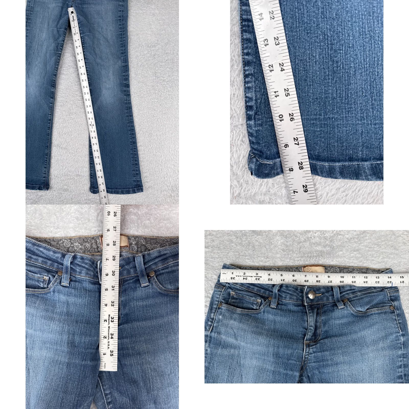 Anthropologie VINTAGE Anthropologie Paige Bootcut Jeans Women 27 Blue Denim Slim Fit 29x29 Size 27" / US 4 / IT 40 - 8 Thumbnail