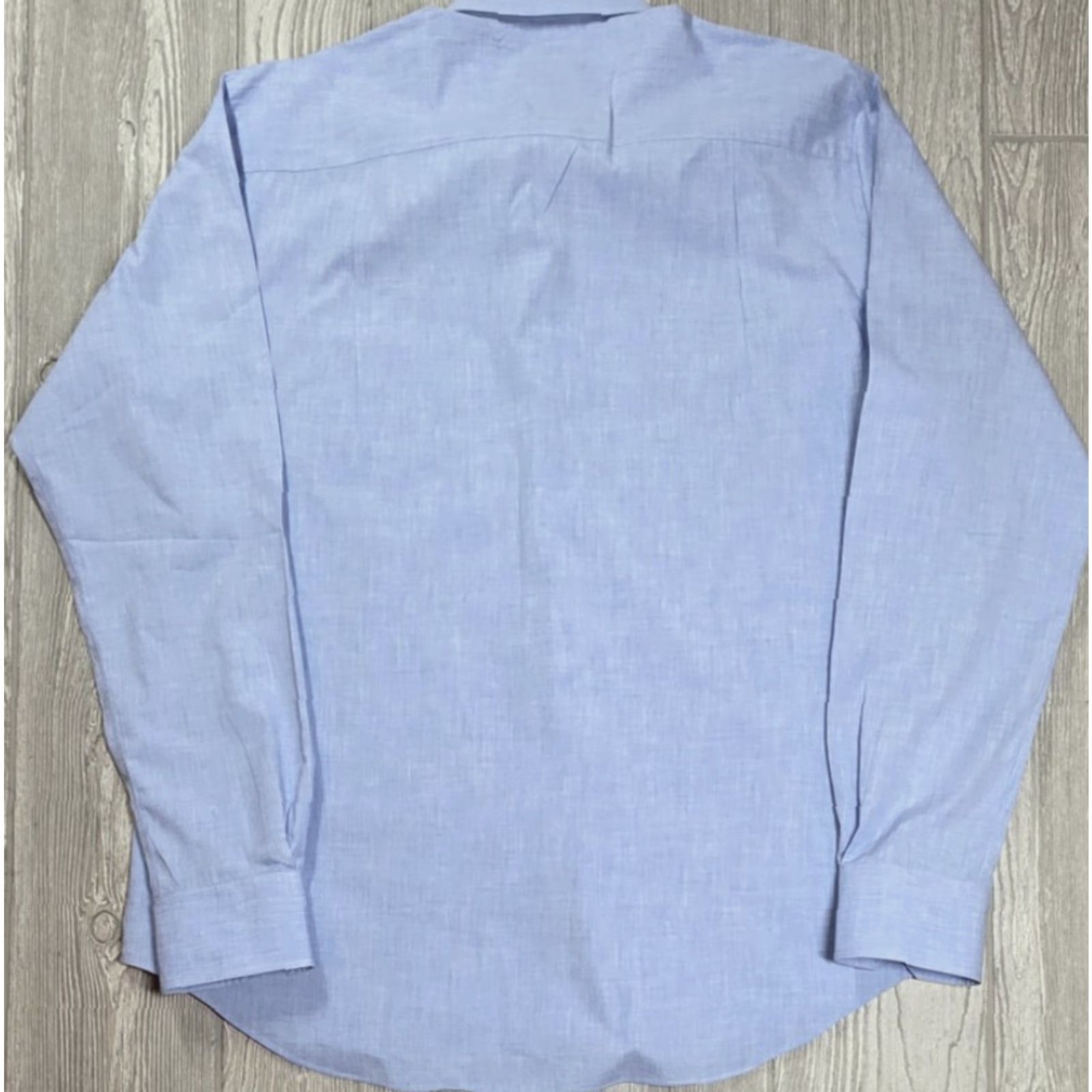 David Donahue DAVID DONAHUE MENS Button-Up Shirt XL Long Sleeve Heather Blue Cotton 2 Ply Dress Shirt Size 46R - 7 Thumbnail