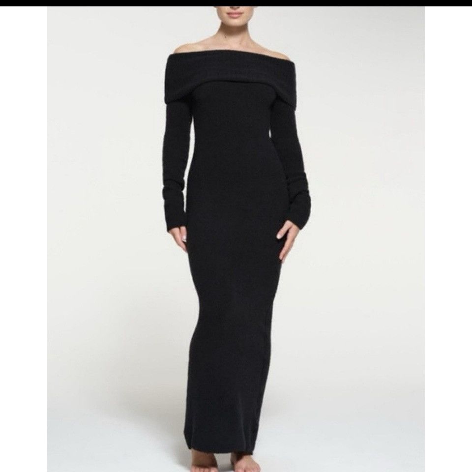 SKIMS NWT SKIMS Fit Everybody Halter Long Slip Dress - Onyx S | Grailed