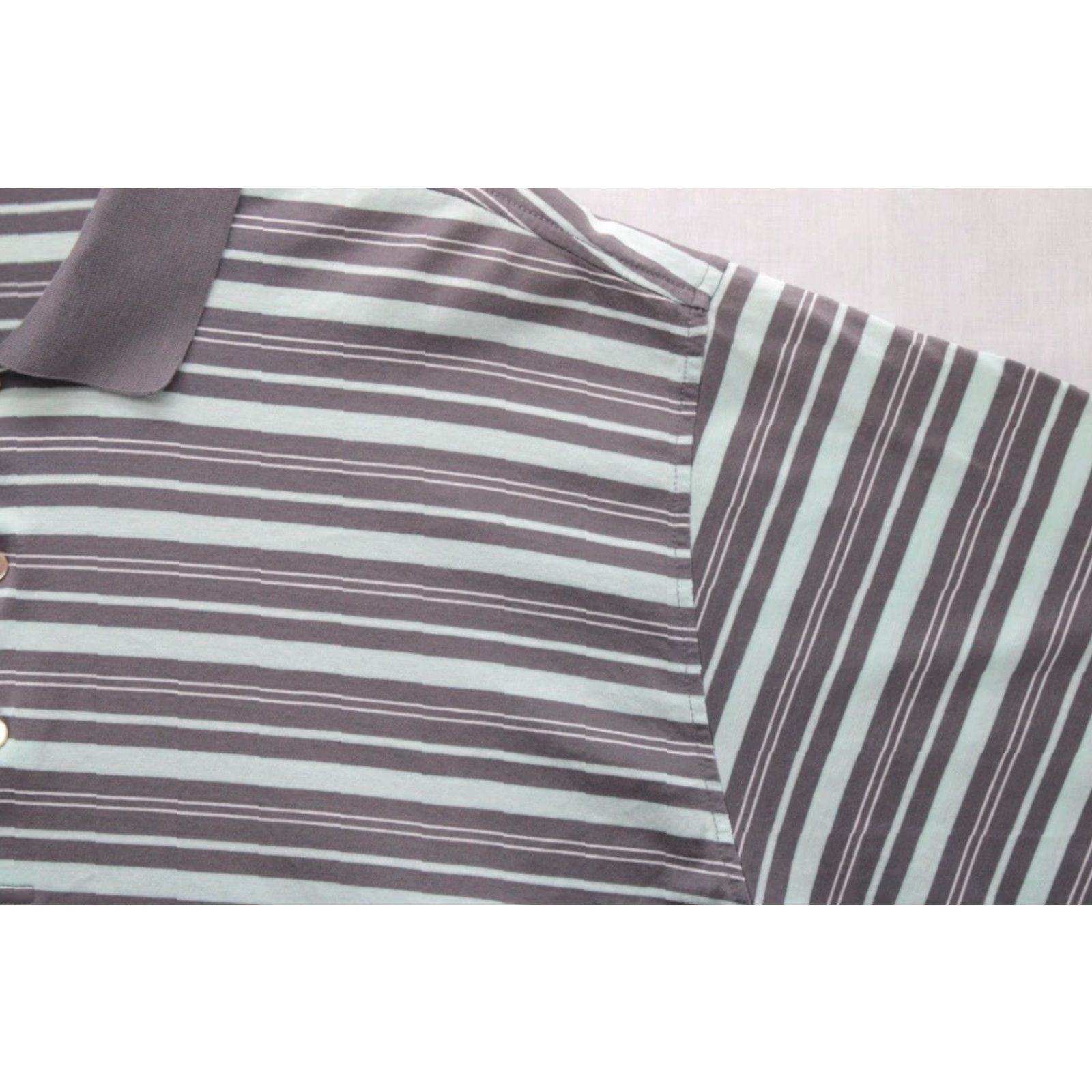 Peter Millar Peter Millar Polo Shirt Mens 2XL Gray Green Striped Cotton Golf Preppy Shirt Size US XXL / EU 58 / 5 - 3 Thumbnail