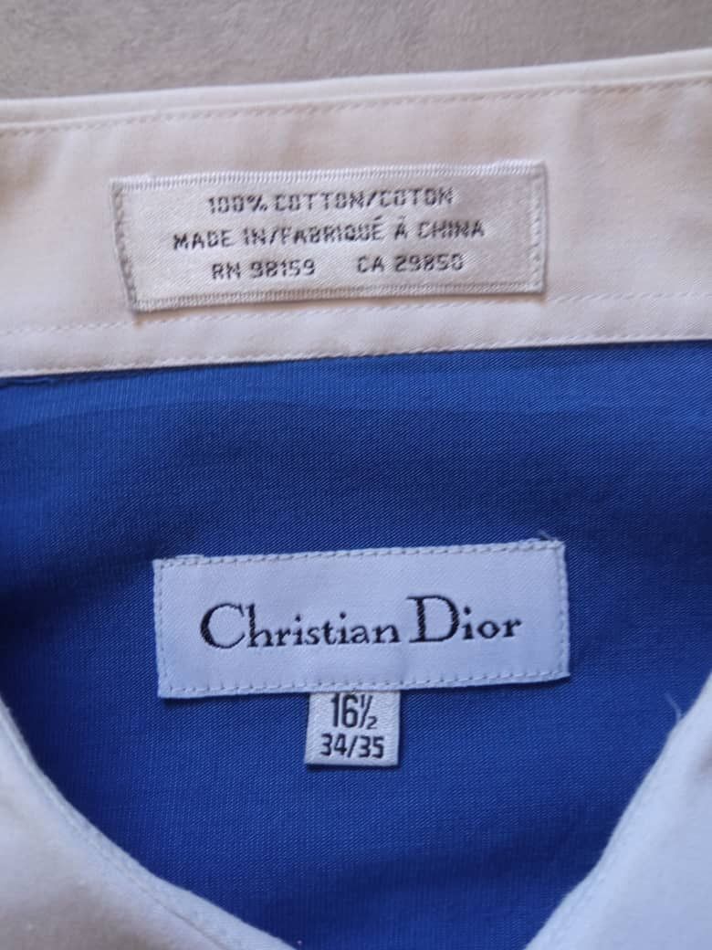 Christian Dior Monsieur RARE CHRISTIAN DIOR BLUE SHIRT WHITE COLLAR BUTTON UP Y2K Size US L / EU 52-54 / 3 - 4 Thumbnail