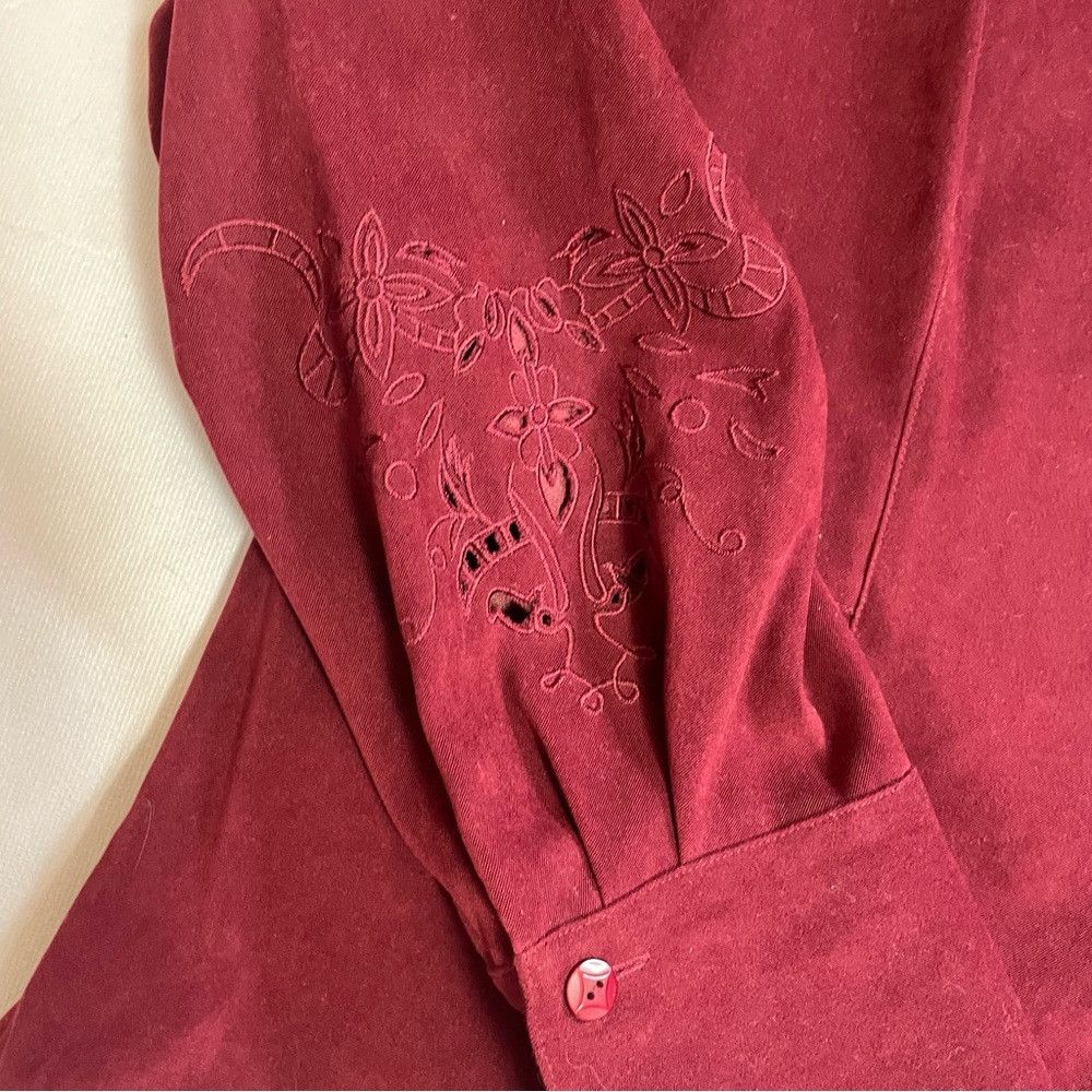 Other Norton McNaughton Bordo Wine Faux Suede Sleeve Embroidered Size XXL / US 16-18 / IT 52-54 - 9 Thumbnail