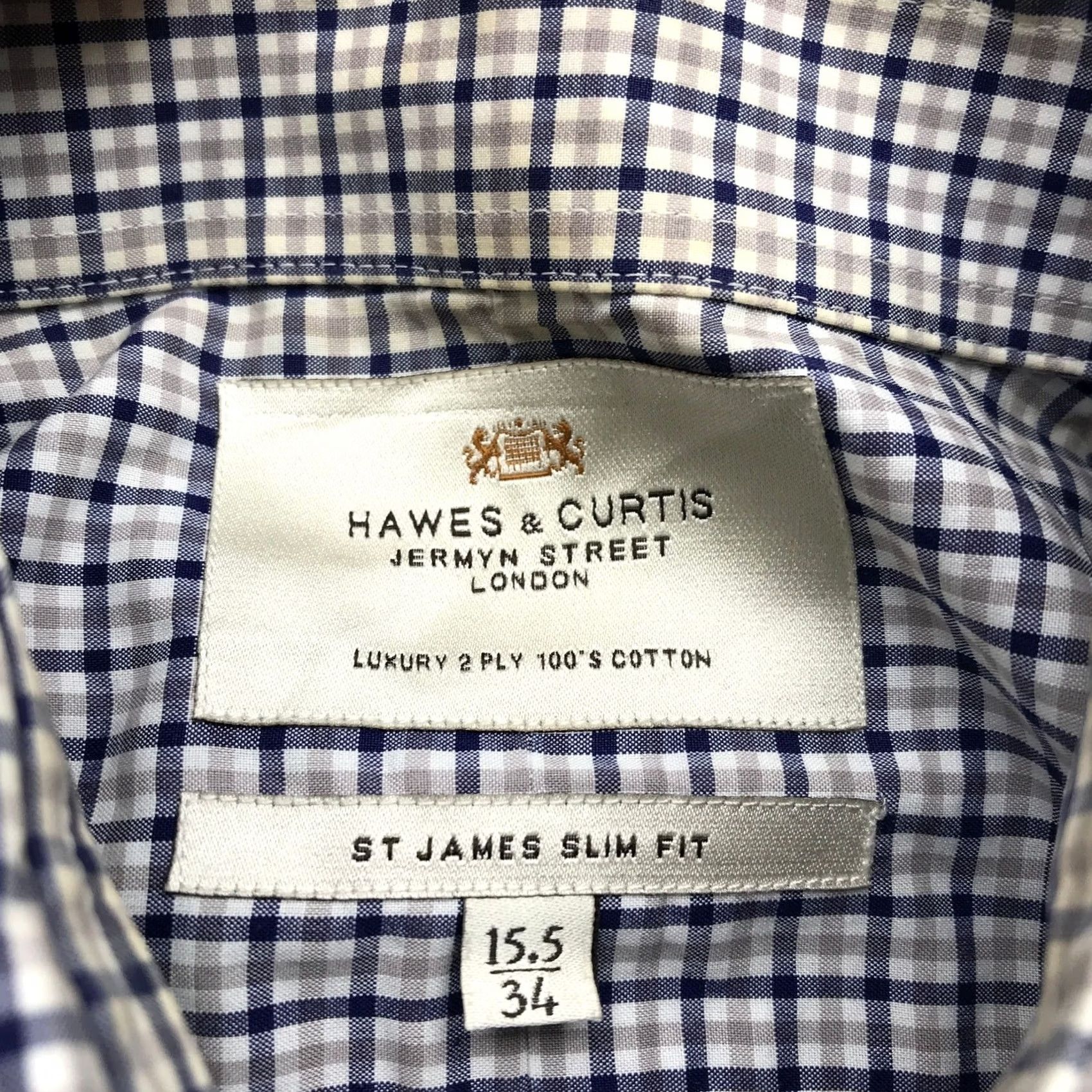 Vintage Hawes & Curtis Shirt Mens M Gray Button-Up Slim Fit Gingham Check Long Sleeve Casual Vintage: No, Regular; Collared, Button-Down, Cotton Size US M / EU 48-50 / 2 - 4 Thumbnail