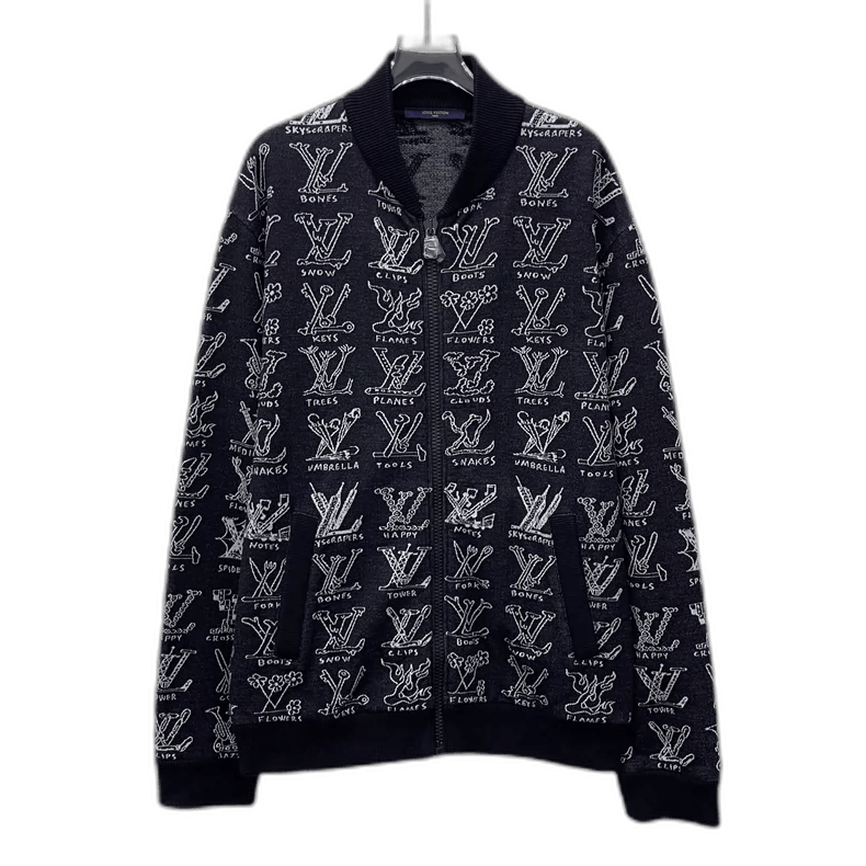 Louis Vuitton Louis Vuitton Black Logo Knit Zip Jacket Size US XL / EU 56 / 4 - 1 Thumbnail