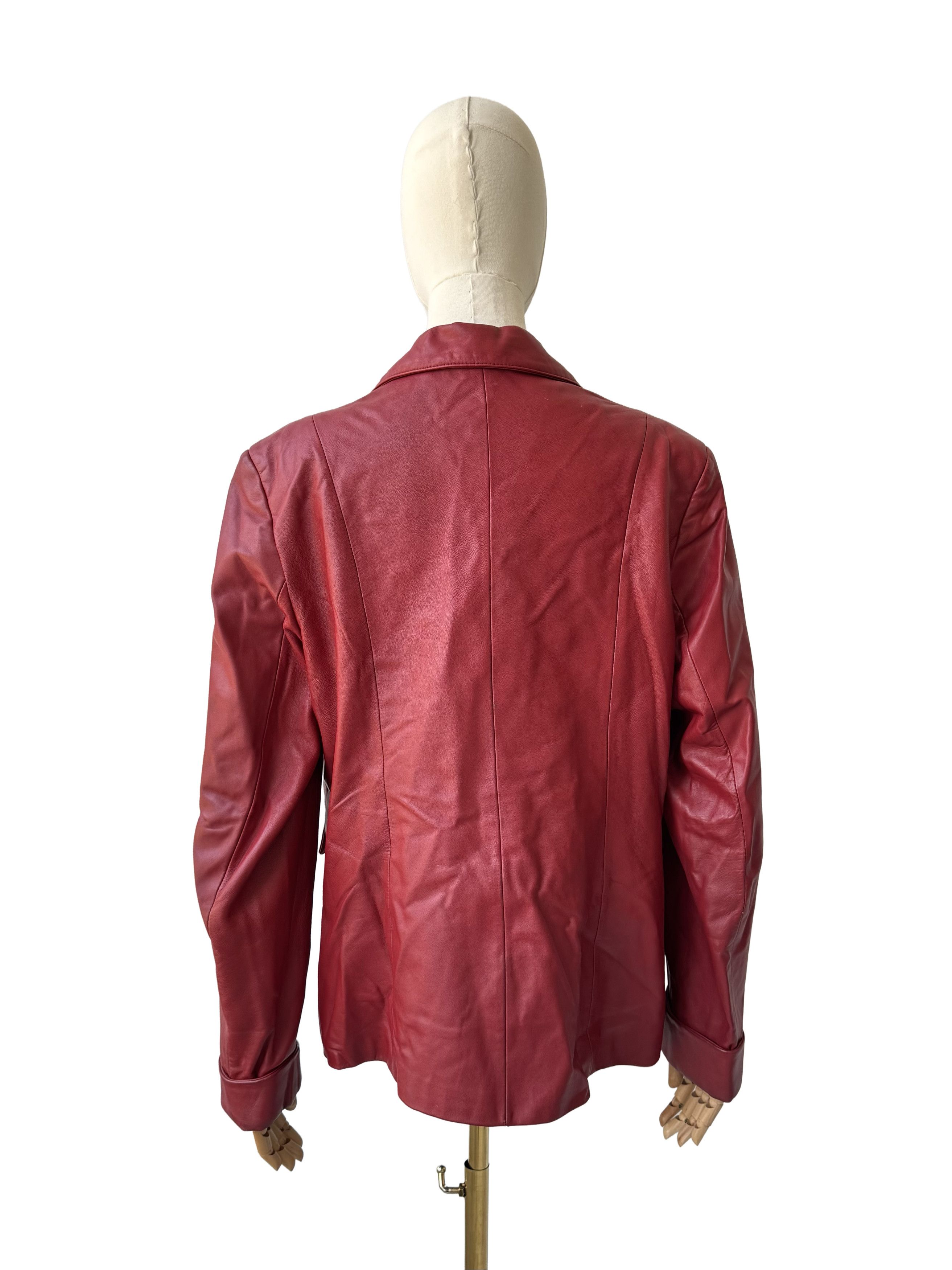 Vintage Vintage Y2K Leather Jacket Tailored Button Front Pocket Size L / US 10 / IT 46 - 4 Thumbnail
