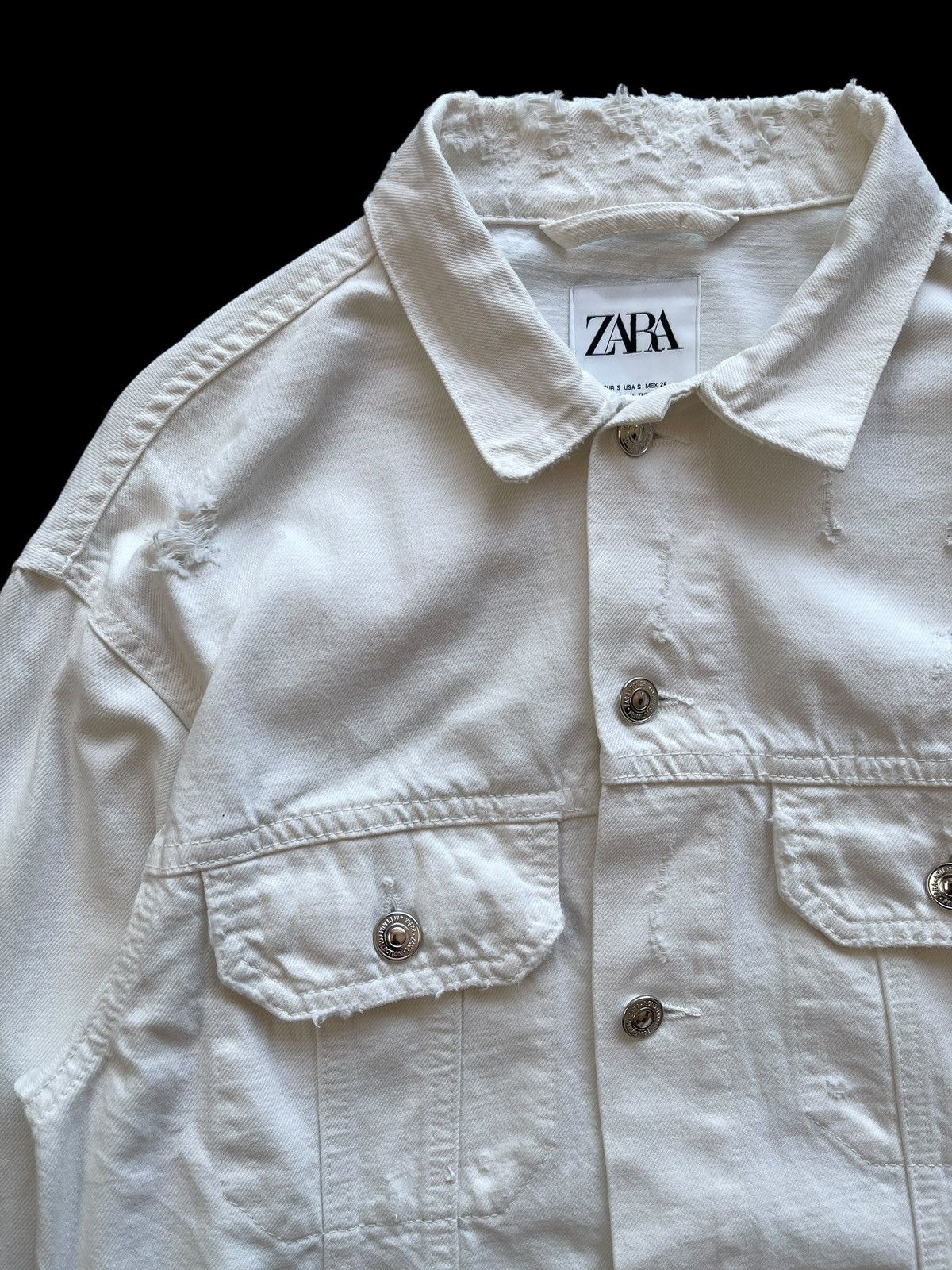 Zara Distressed Denim Trucker Jacket Size US S / EU 44-46 / 1 - 6 Thumbnail