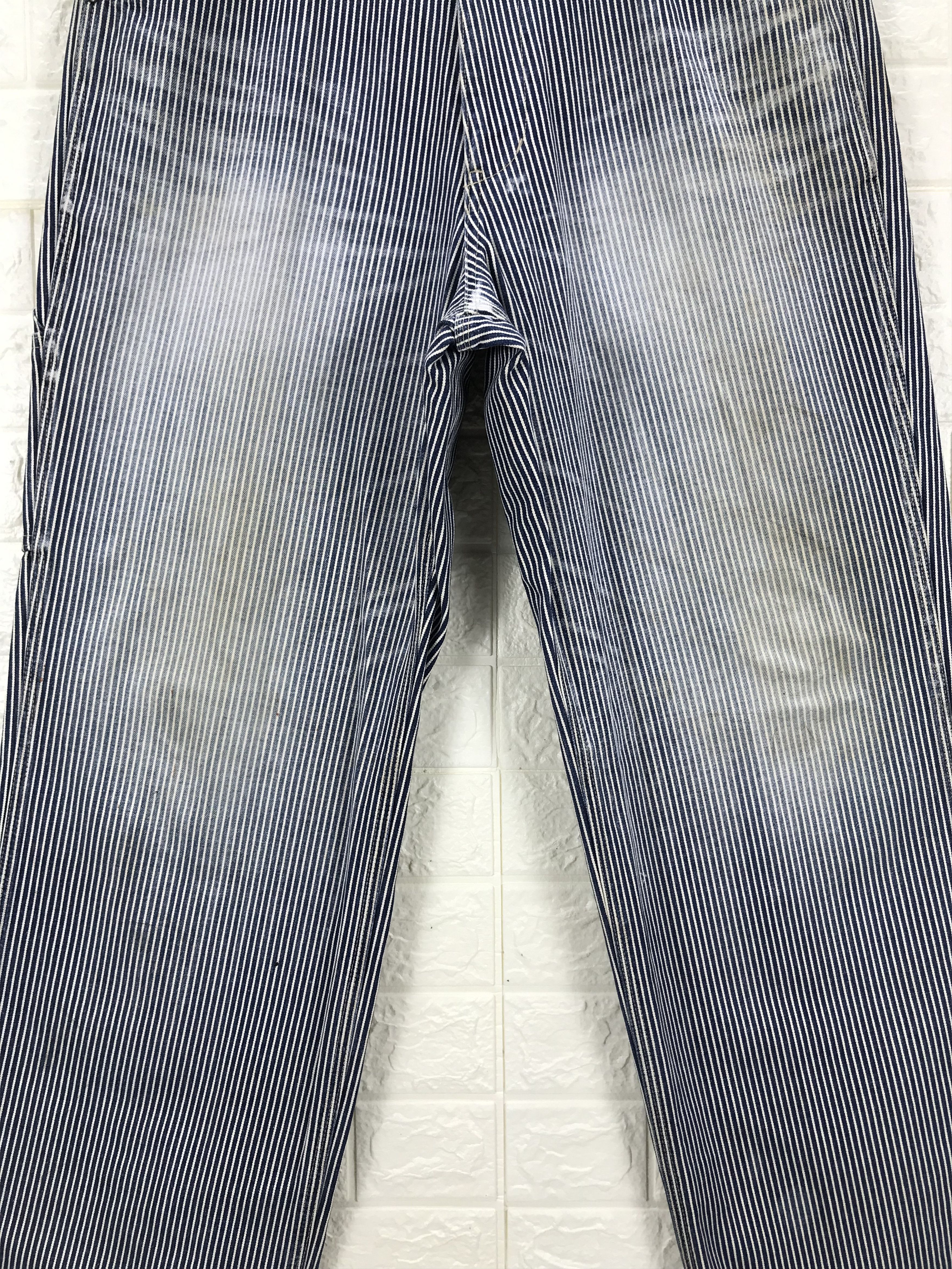 Japanese Brand Vintage Blue Way Hickory Striped Carpenter Jeans Size US 34 / EU 50 - 3 Thumbnail