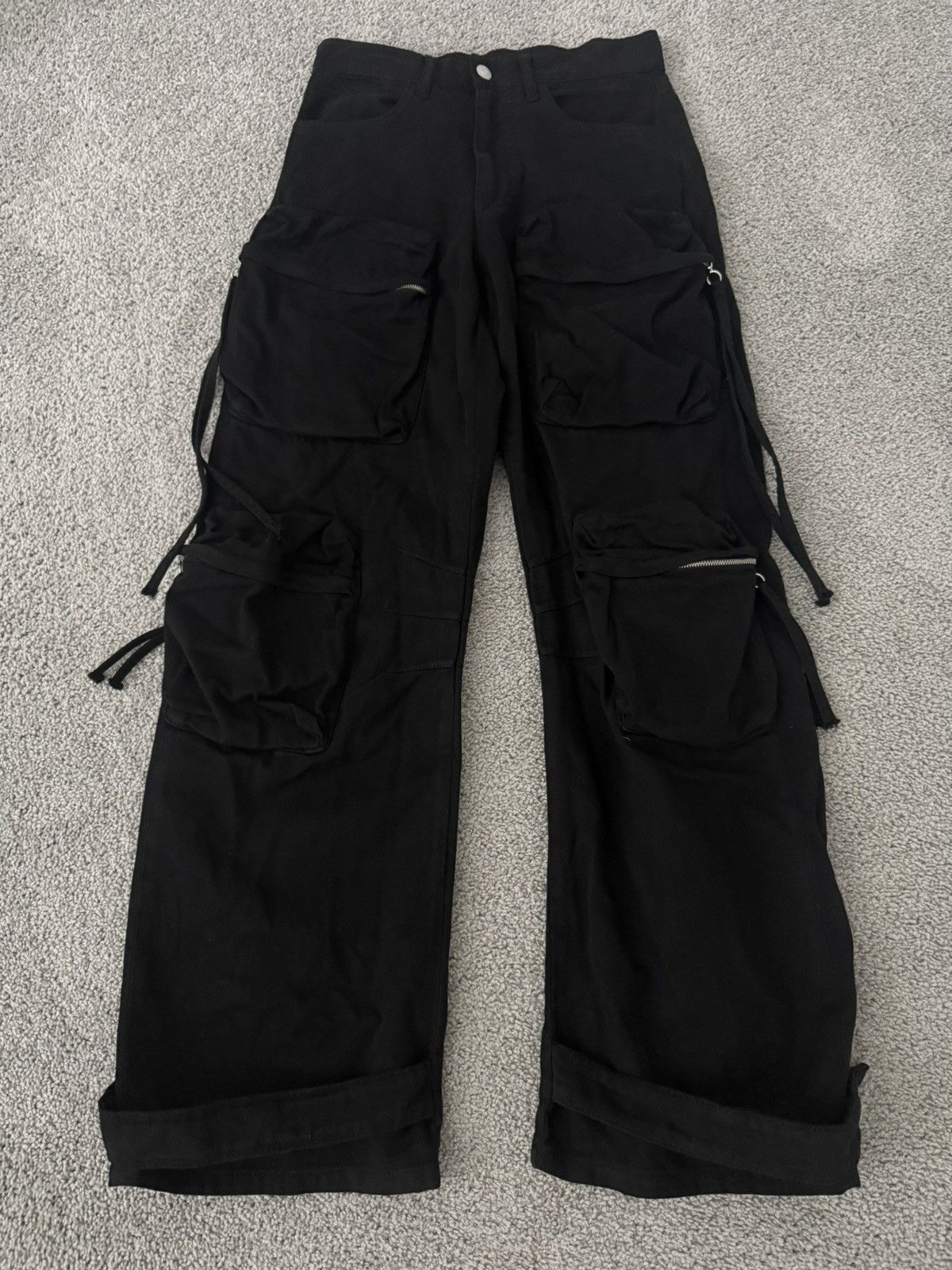 ZARA Slit Denim Cargo Pants Size 36/4 Run Big | eBay