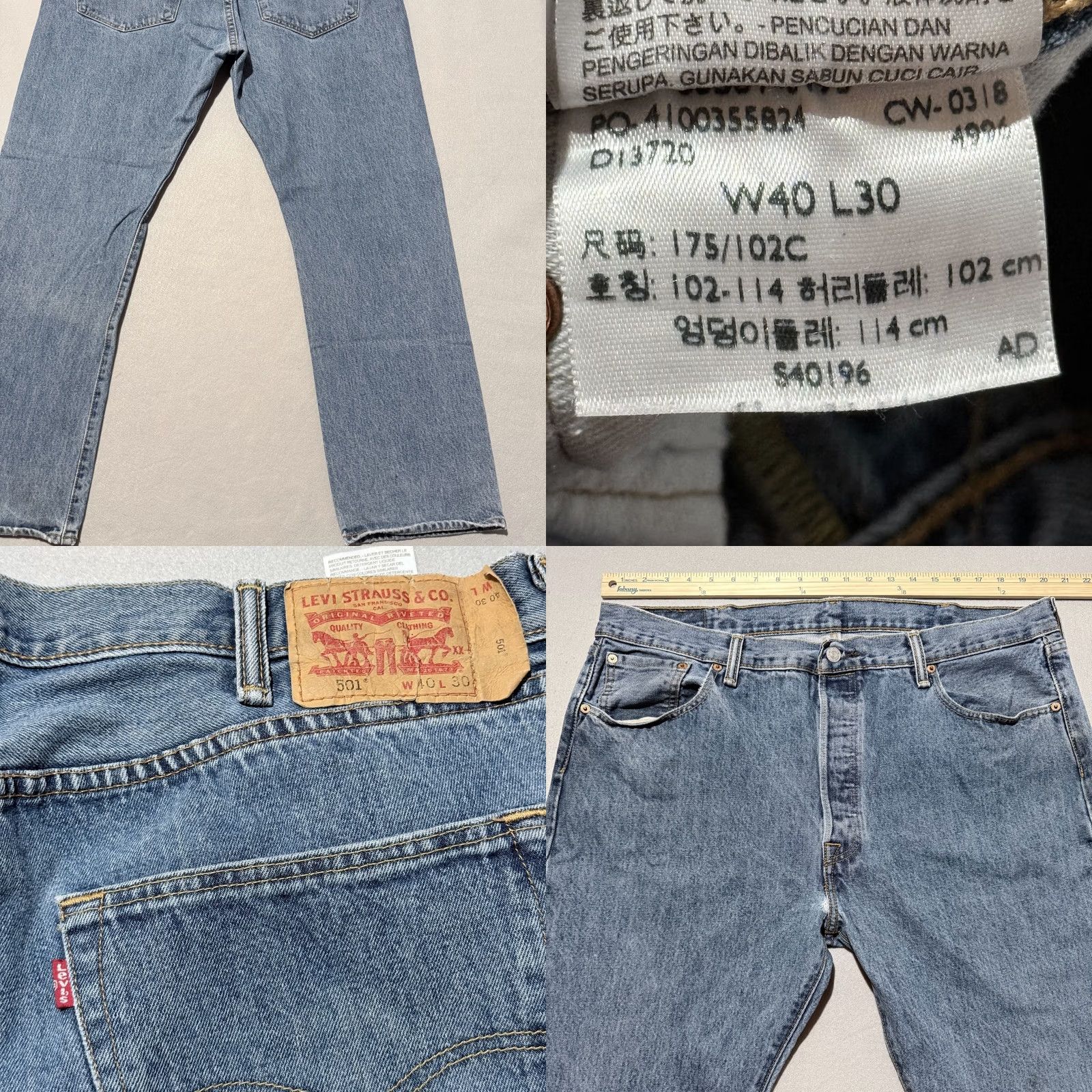 Levi's Levi'S Jeans Mens 40 Blue Men Denim Pockets Mid Rise Relaxed Straight Fit 40X30 Size US 40 / EU 56 - 8 Thumbnail