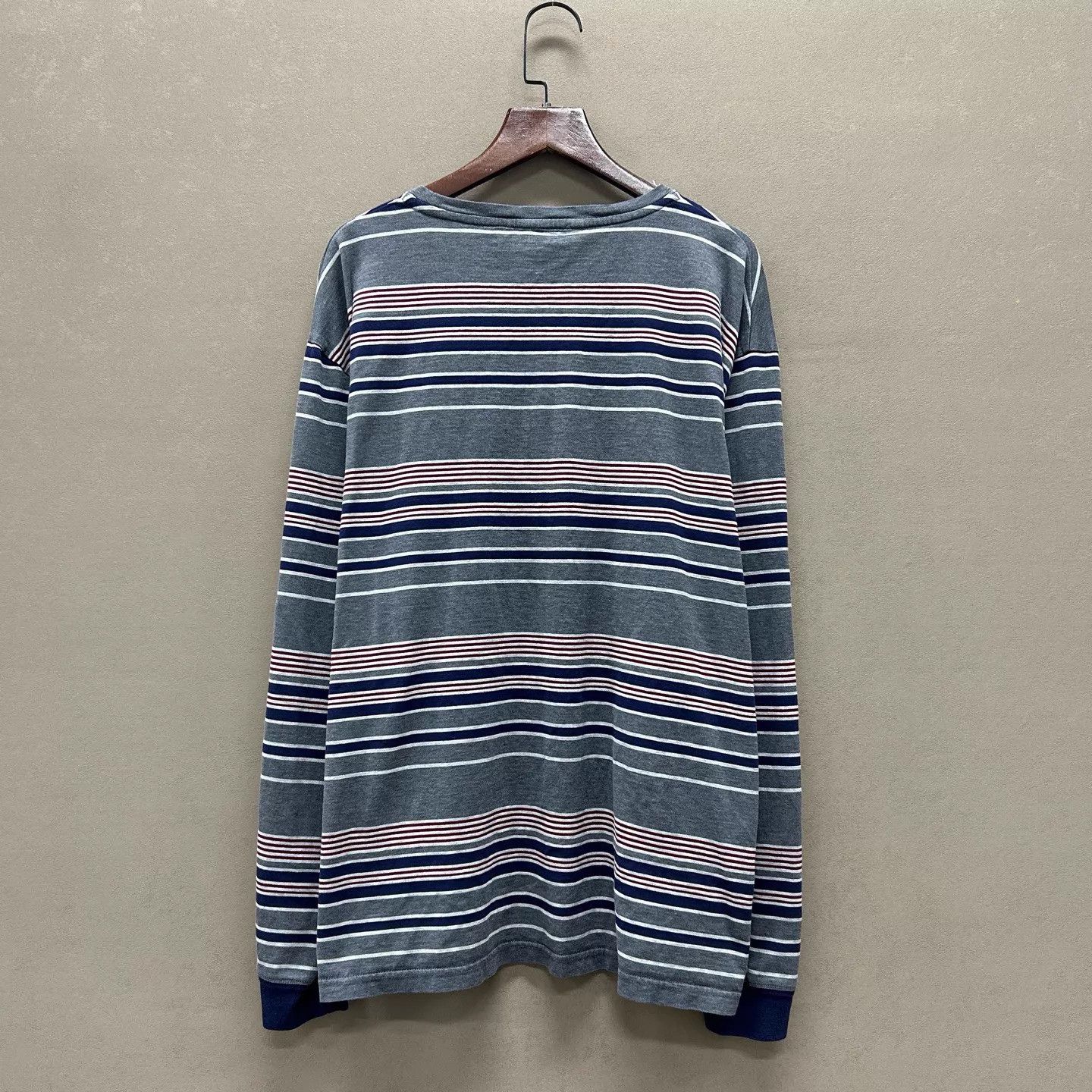 Miu Miu MIU MIU GrayBlue Colorblock Logo Striped Pocket LS Tee S Size US S / EU 44-46 / 1 - 2 Thumbnail