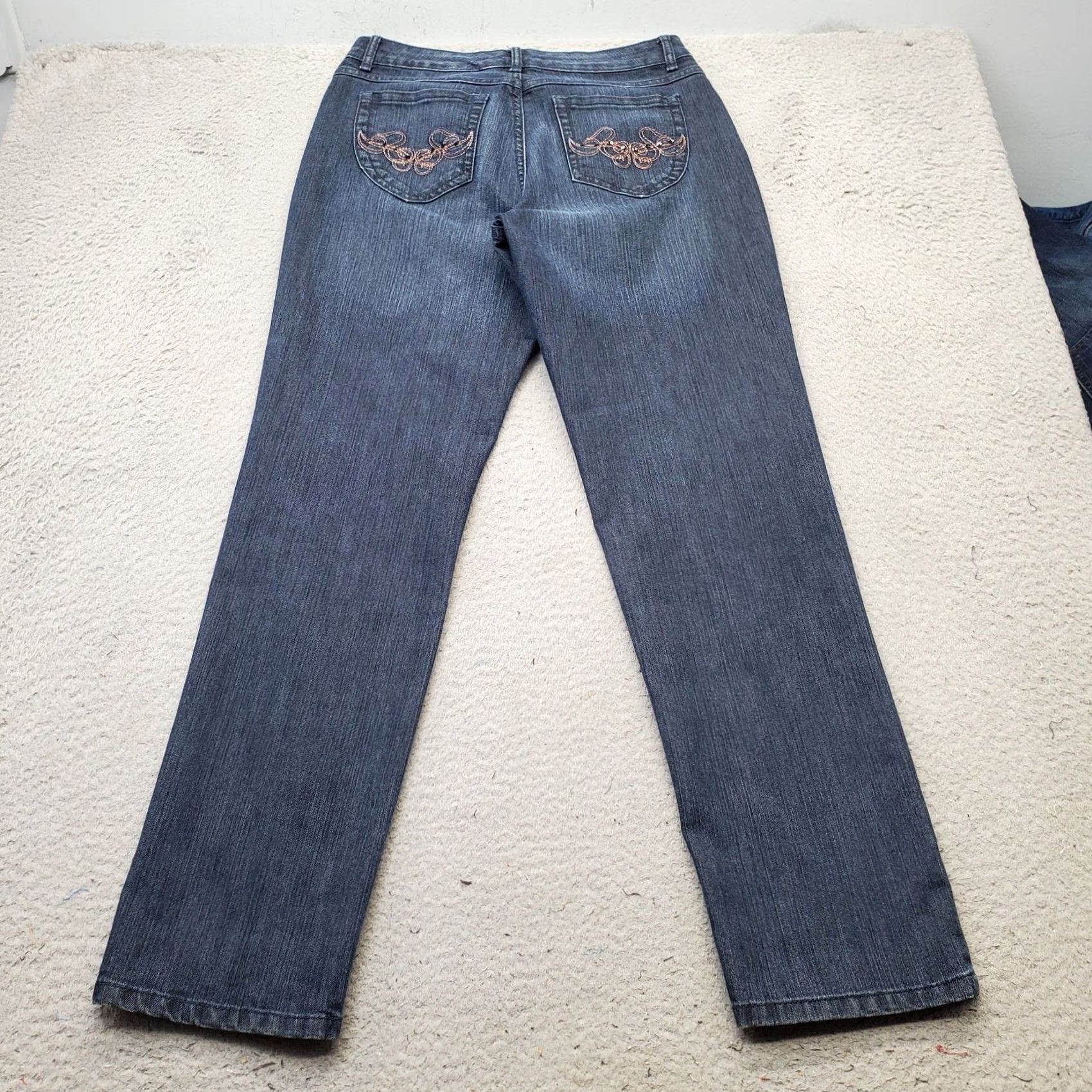 Denime Jeanstar Jeans Womens 8 Blue Denim Straight Stretch Comfort 5-Pocket Vintage No Boho Whiskered Size 30" / US 8 / IT 44 - 2 Thumbnail