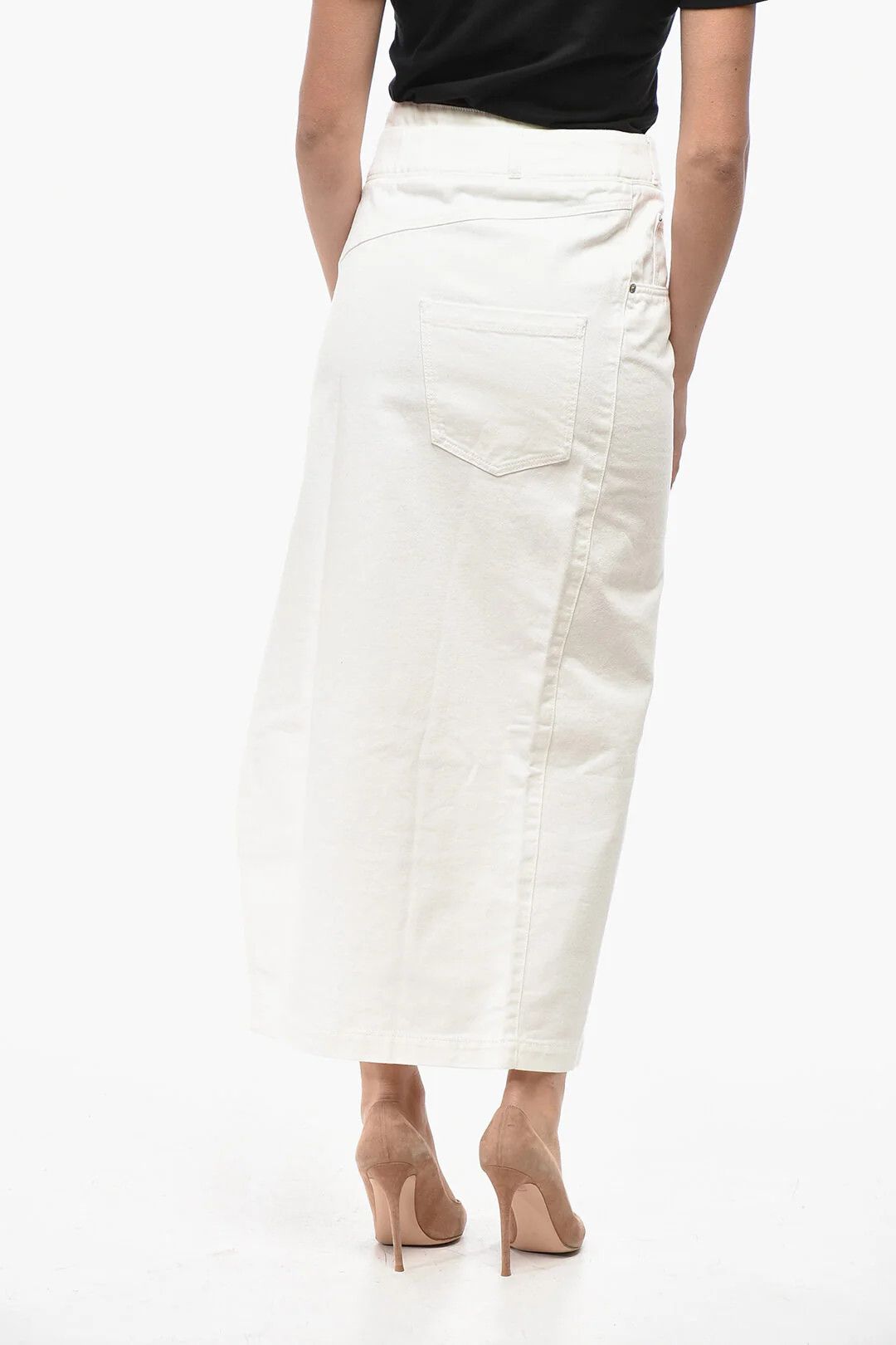Loewe og1mm0426 Denim Skirt in White Size 26" / US 2 / IT 38 - 2 Thumbnail