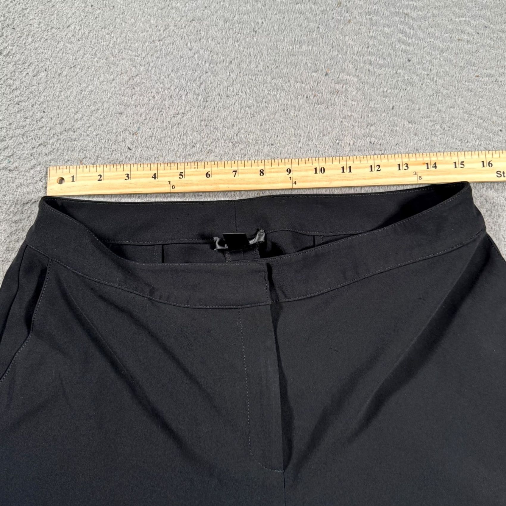 St. John VINTAGE? No. St. John Caviar Pants Womens 14 Black Dress Pants Flared High Rise Zipper Hook & Eye Dry Clean Only triacetate blend Size 36" / US 14 / IT 50 - 5 Thumbnail