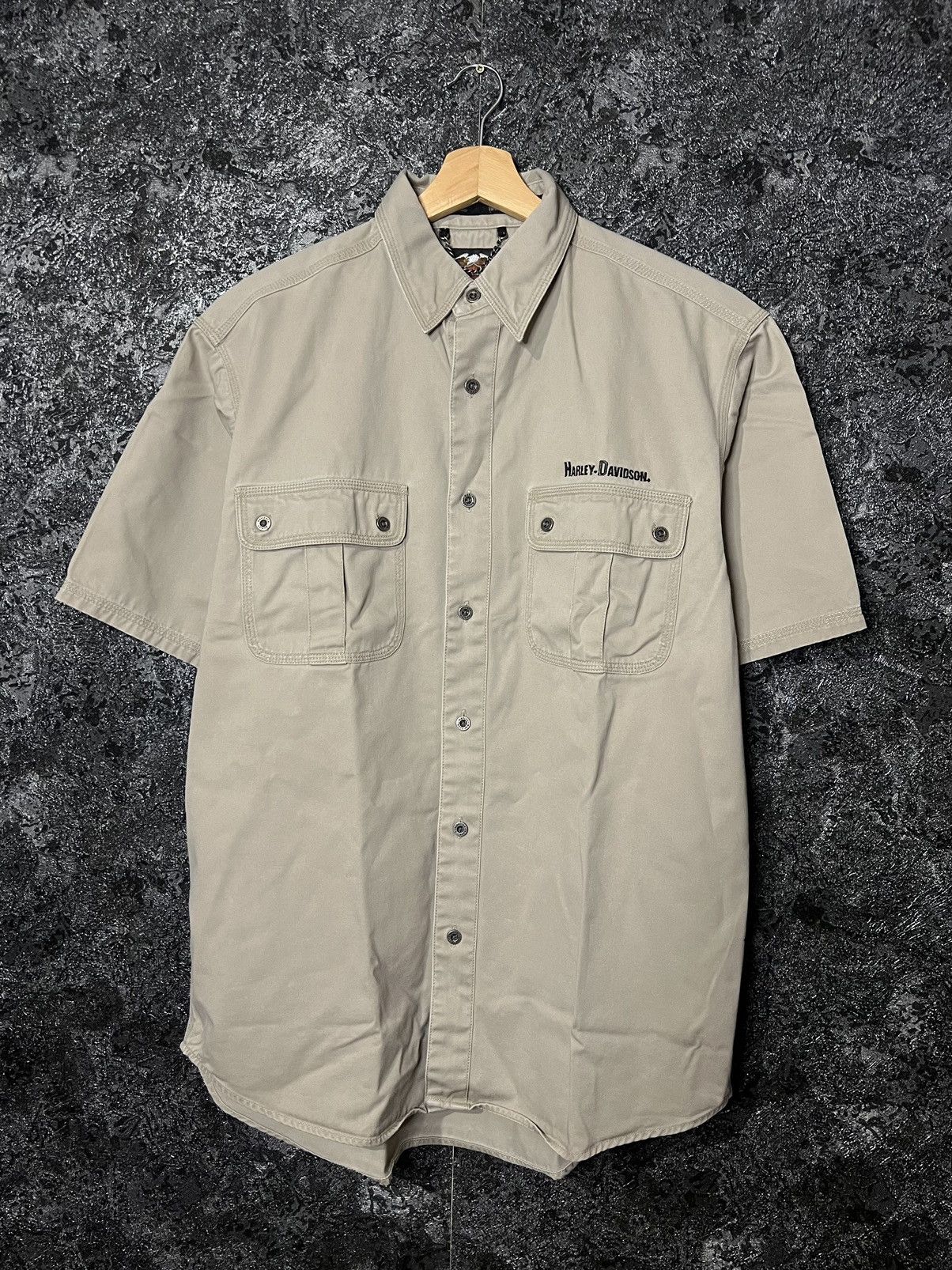 Vintage Harley Davidson Denim Button Up Work Mechanic Shirt Size US M / EU 48-50 / 2 - 1 Thumbnail