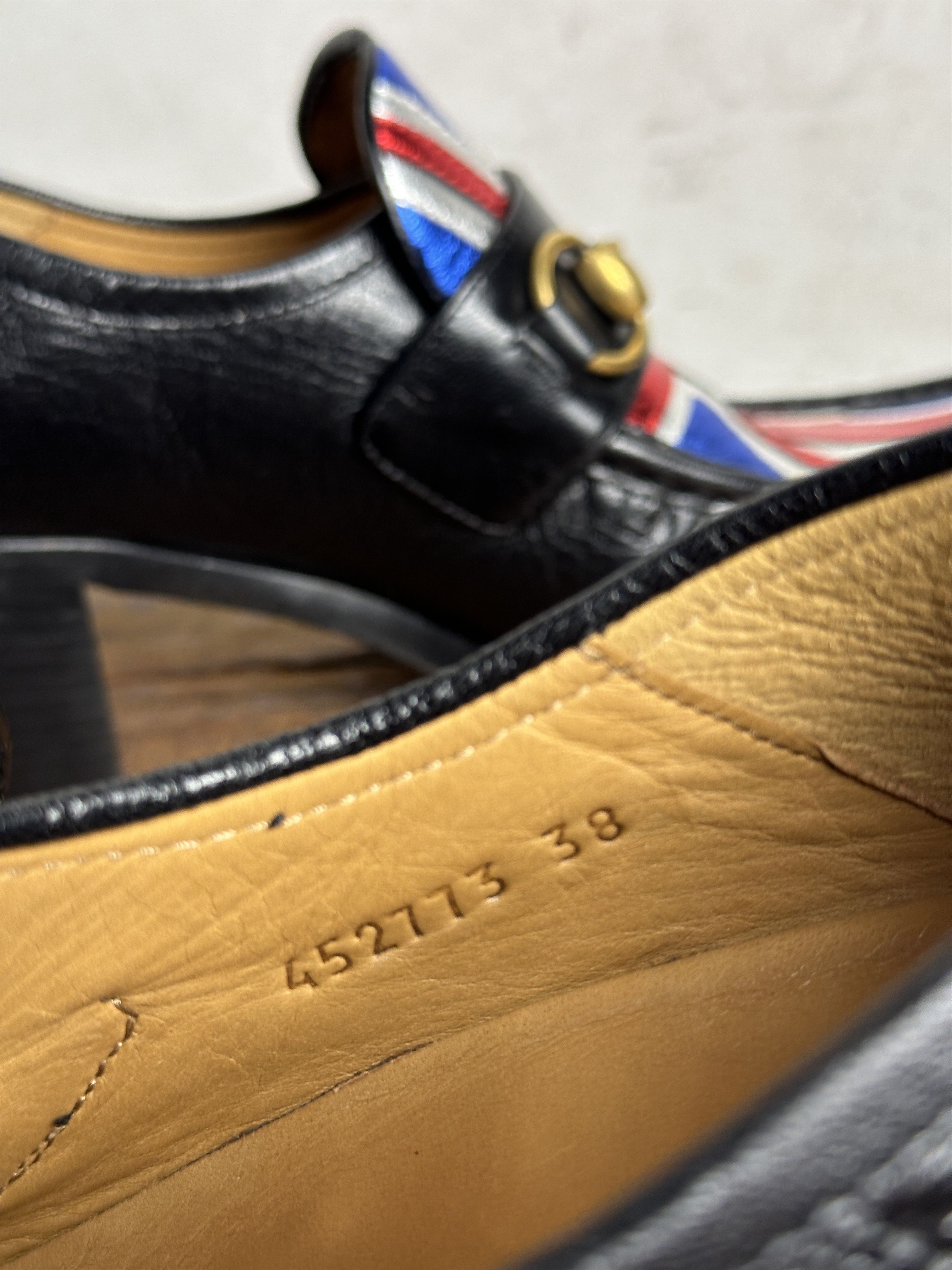 Gucci Gucci Resort 17 Black Leather Union Jack Horsebit Heel Pumps Size US 8 / IT 38 - 13 Thumbnail