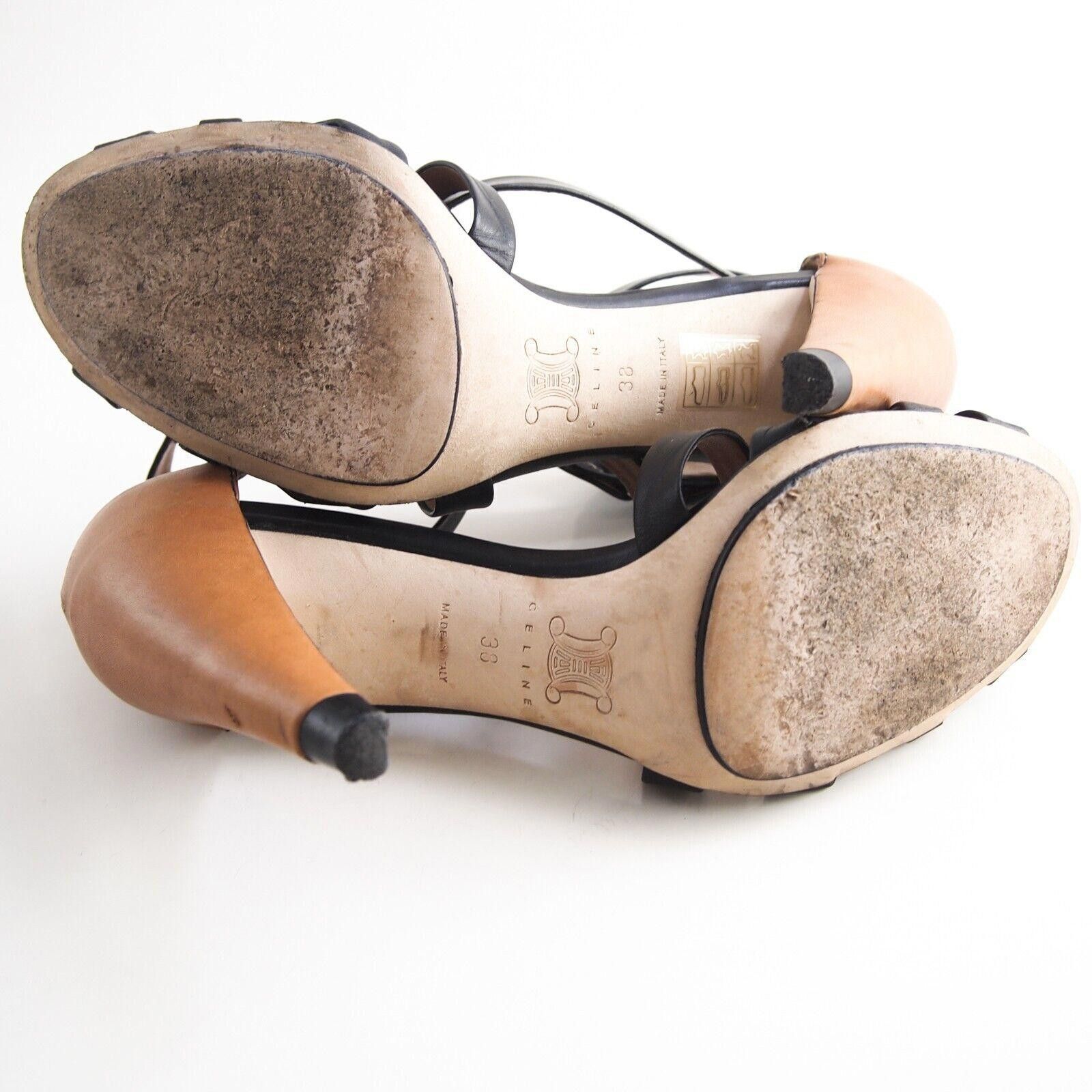 Celine Celine Strappy Sandals Black Beige Leather Size US 8 EU 38 Size US 8 / IT 38 - 8 Thumbnail