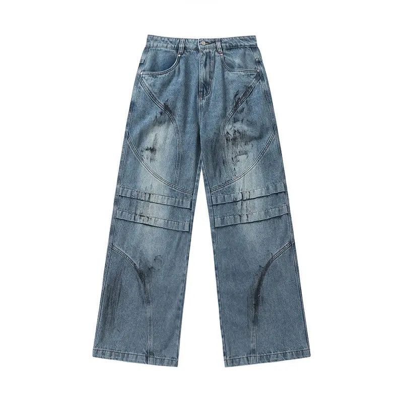 Japanese Brand × Jean Retro loose fitting spliced straight leg jeans Size US 32 / EU 48 - 1 Thumbnail