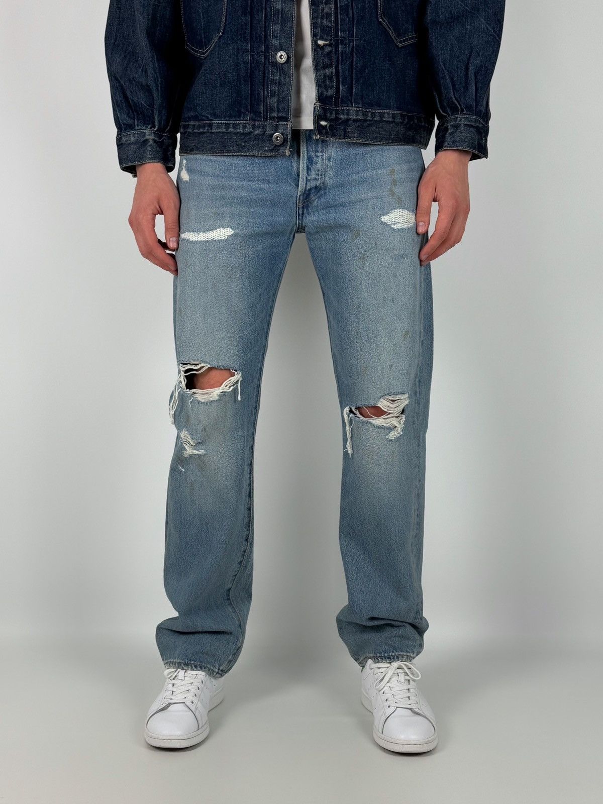 Levi's NWT Levi’s 501 Distressed Repaired Washed Denim Jeans Size US 32 / EU 48 - 1 Thumbnail