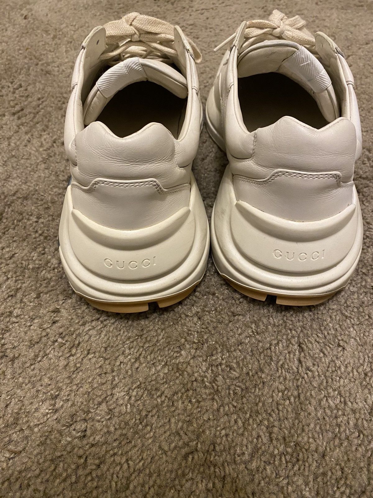 Gucci Gucci Men's White Leather Rhyton Sneaker Size US 10.5 / EU 43-44 - 10 Thumbnail
