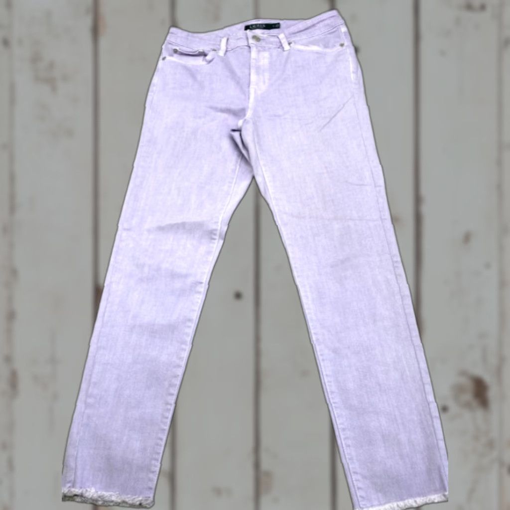 Ralph Lauren VINTAGE Lauren Ralph Lauren Jeans Women 6 Purple Denim Cropped Premier Skinny Straight Crop 5793 Size 28" / US 6 / IT 42 - 1 Thumbnail