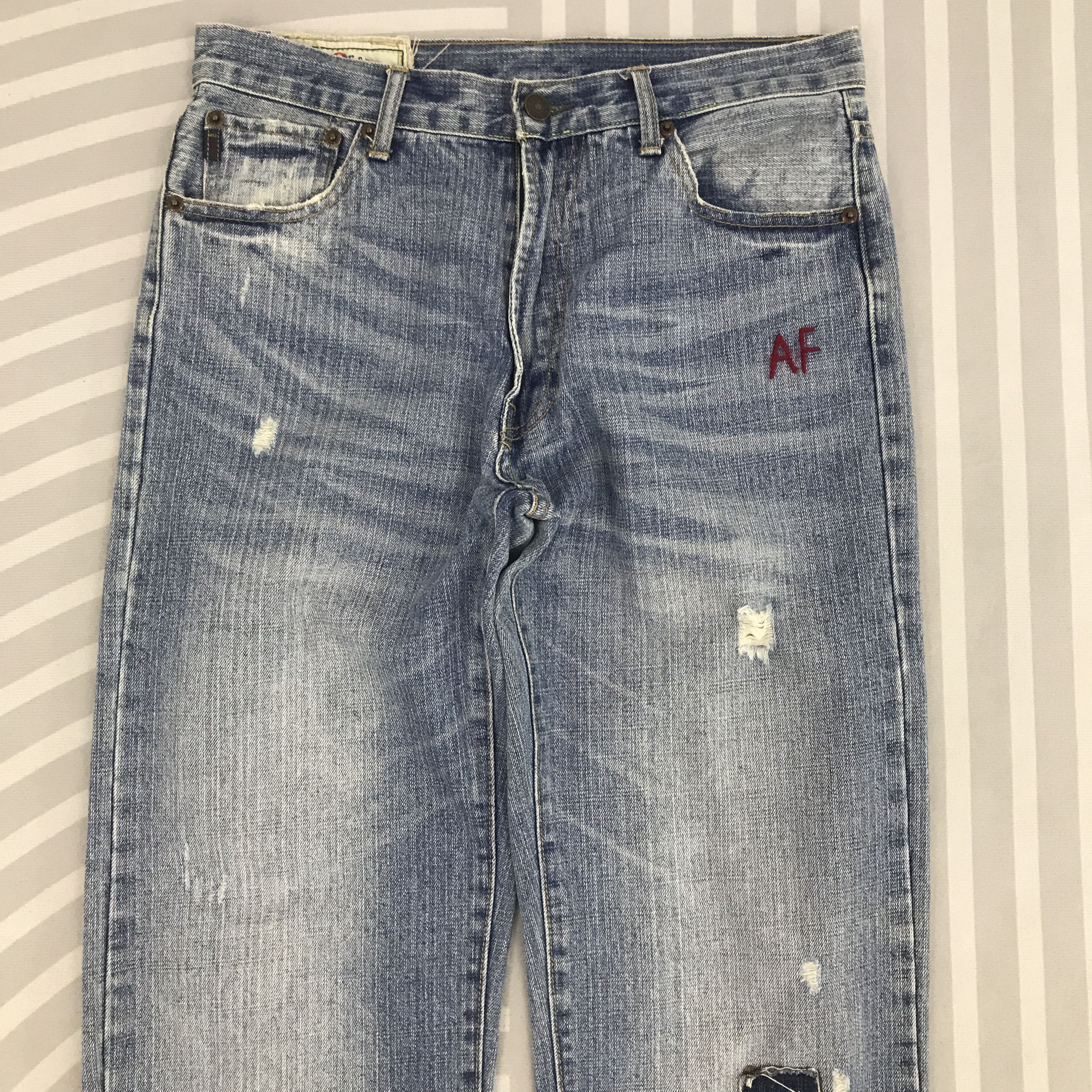 Abercrombie & Fitch × Vintage Baggy Denim Abercrombie & Fitch Distressed Jeans pants Size US 30 / EU 46 - 2 Thumbnail