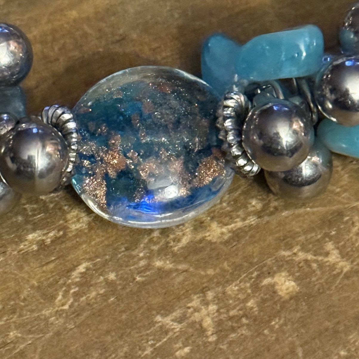 Vintage Vintage chunky Murano glass and blue agate stretch bracelet Size ONE SIZE - 4 Thumbnail