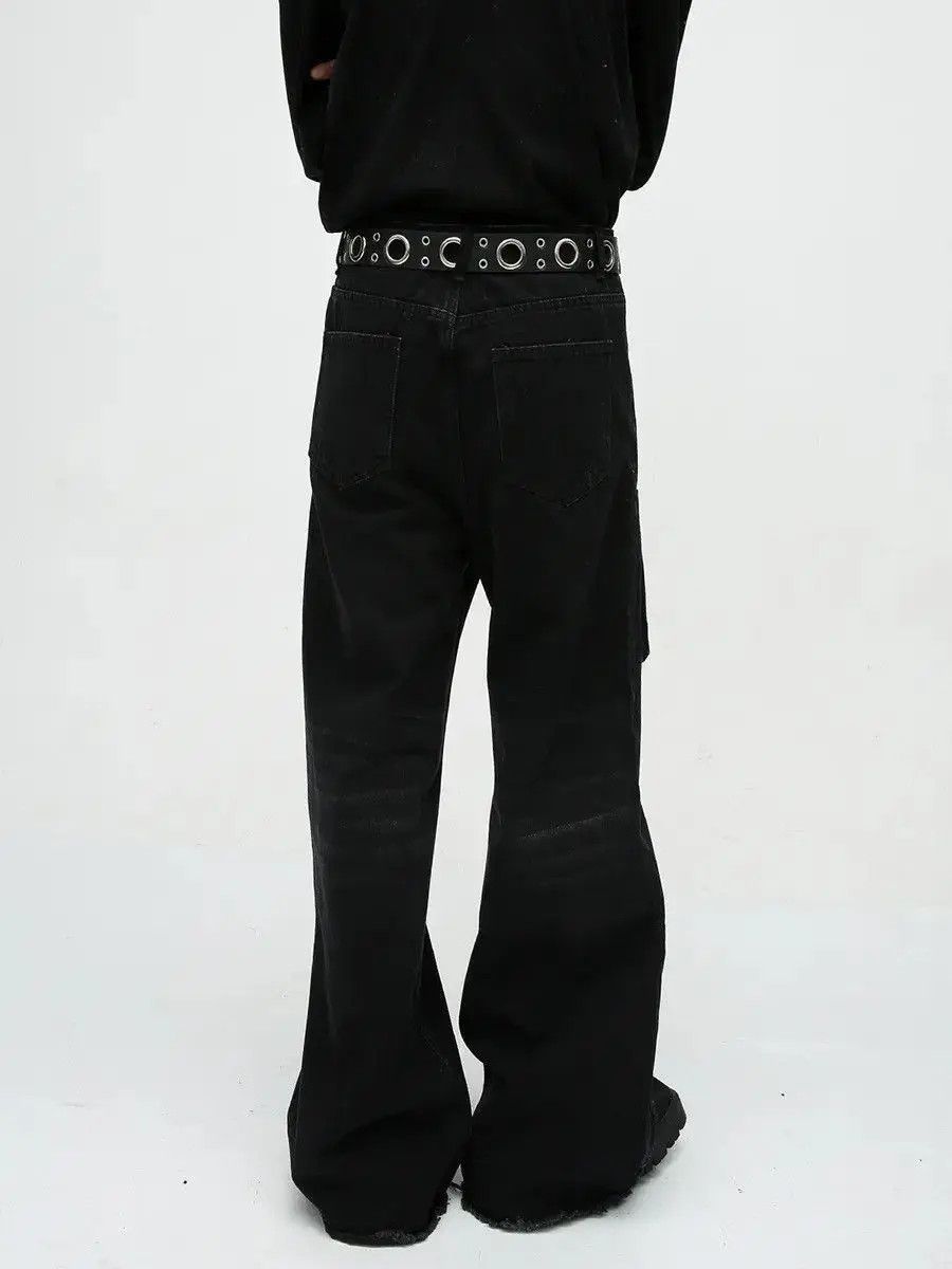Japanese Brand Retro loose straight leg wide leg fringed jeans Size US 32 / EU 48 - 2 Thumbnail