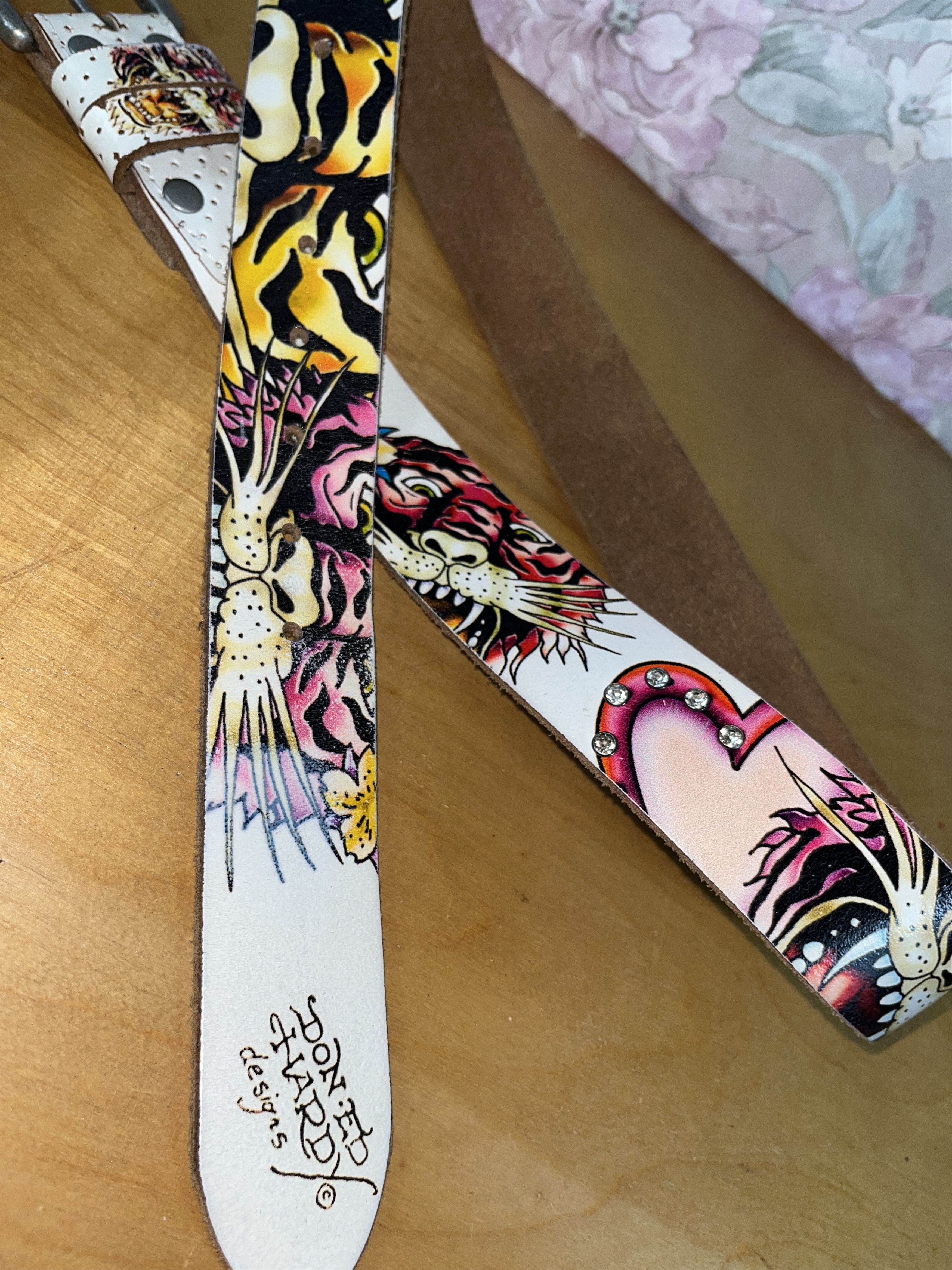 Vintage Christian Audigier Ed Hardy Leather Belt Y2K 108cm